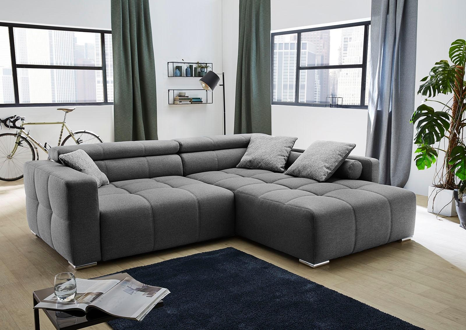 Jockenhöfer Gruppe Ecksofa »Salerno«, Zierkissen bzw. Big-Sofa-Style, Rechnung und im auf Kopf- bestellen Rückenteilverstellung mit