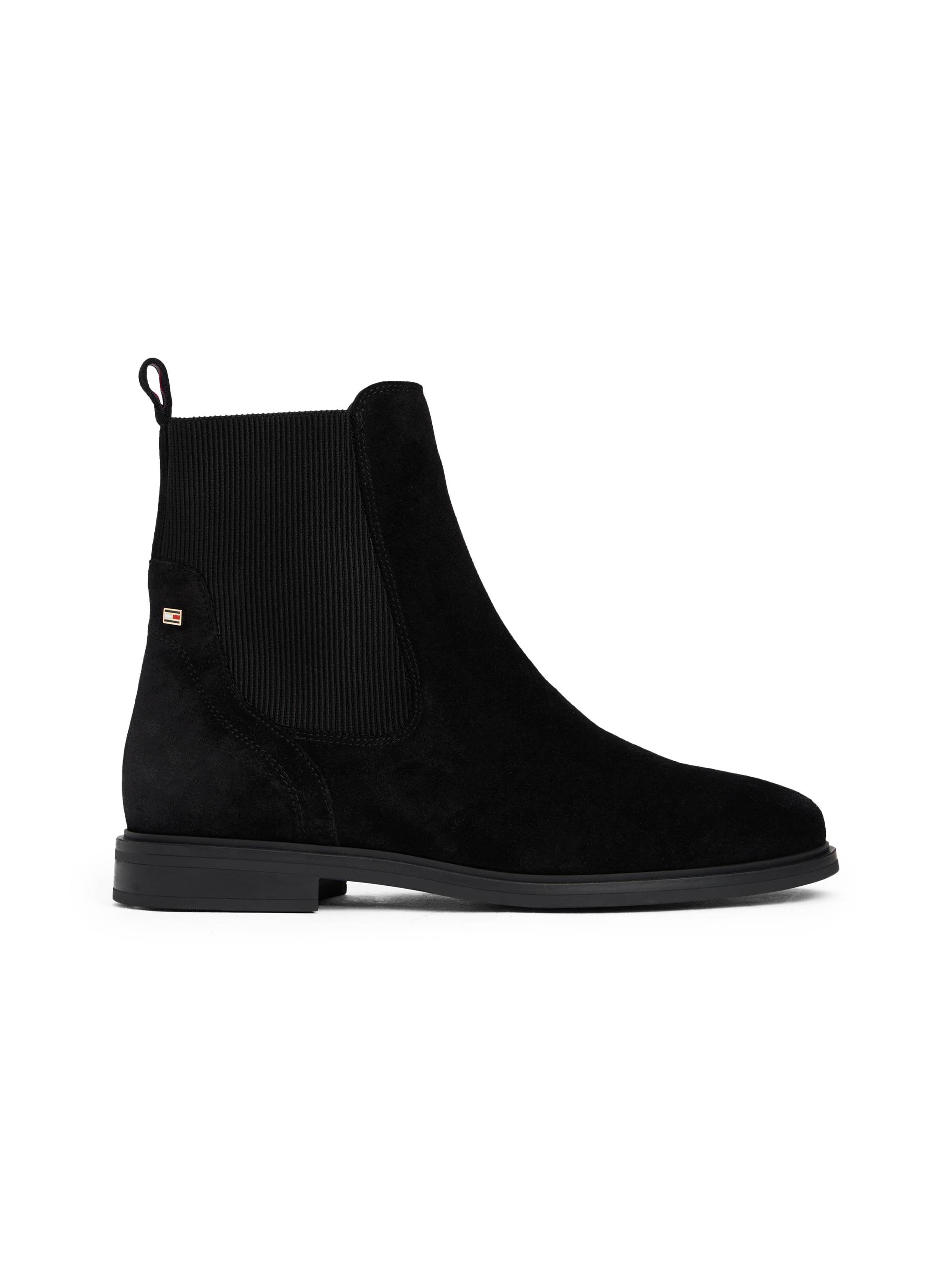 Tommy Hilfiger Chelseaboots »FLAG SUEDE CHELSEA BOOT«, Stiefelette, Businessschuh mit Hardcover-Flagge an der Ferse