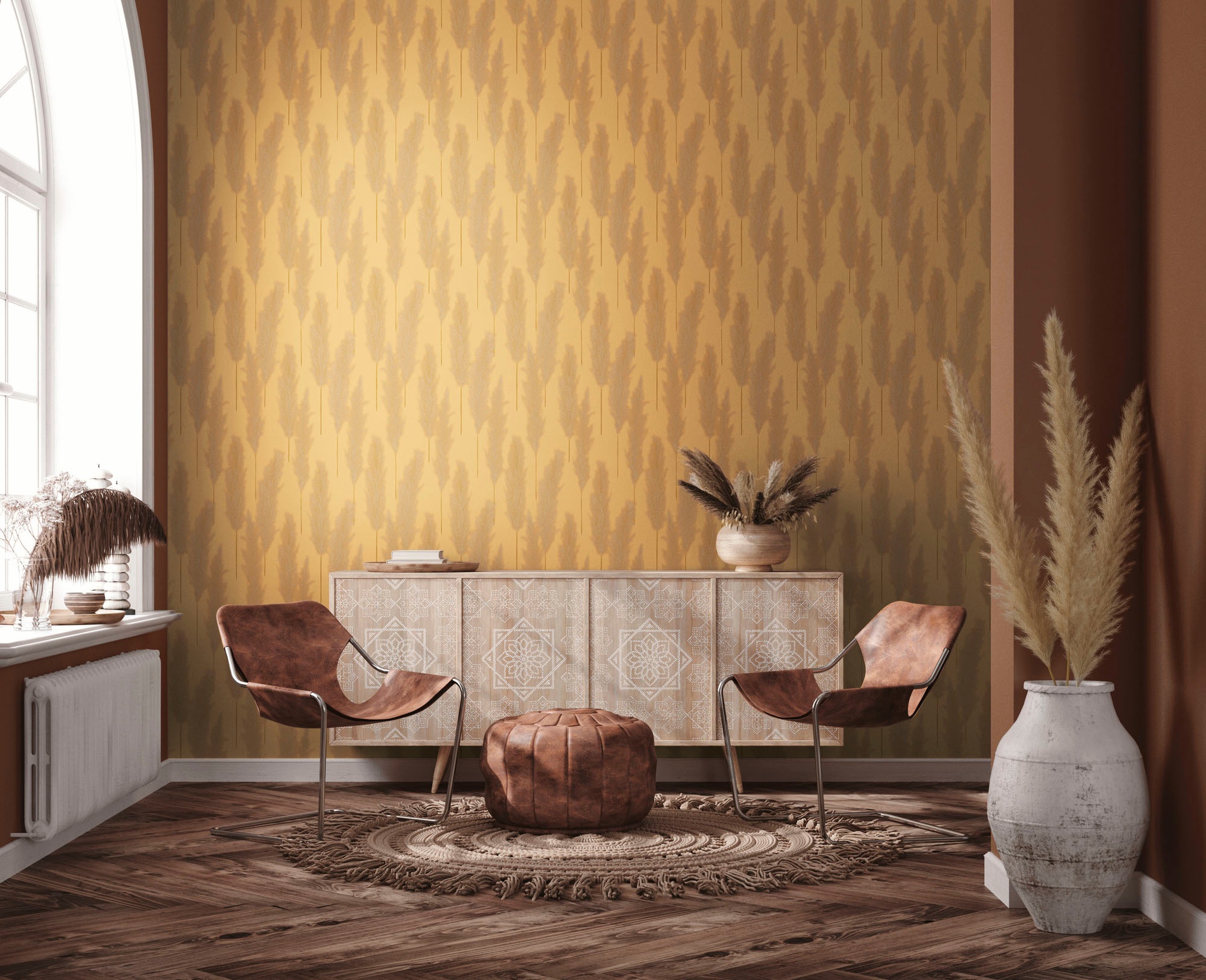 A.S. Création Vliestapete »Hygge«, floral-Motiv-gemustert, Tapete Schilfgras Tapete Pampasgras Tapeten Wohnzimmer Schlafzimmer
