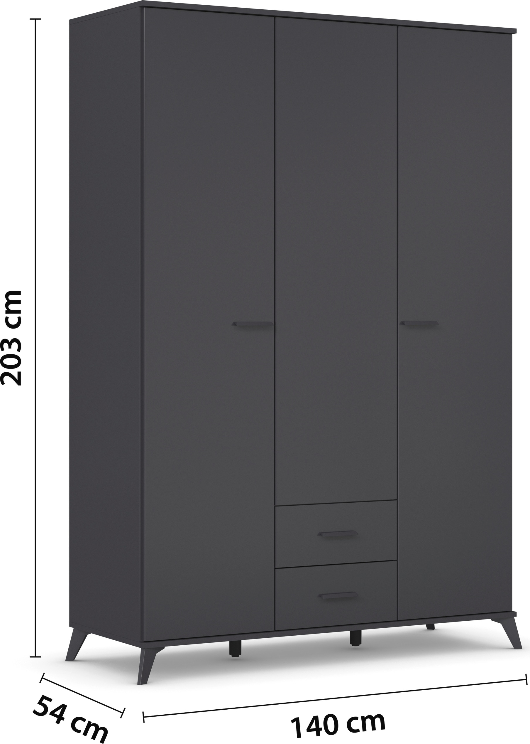 rauch Drehtürenschrank »Lucena«, mit schräg ausgestellten Füßen im Monochrom-Stil