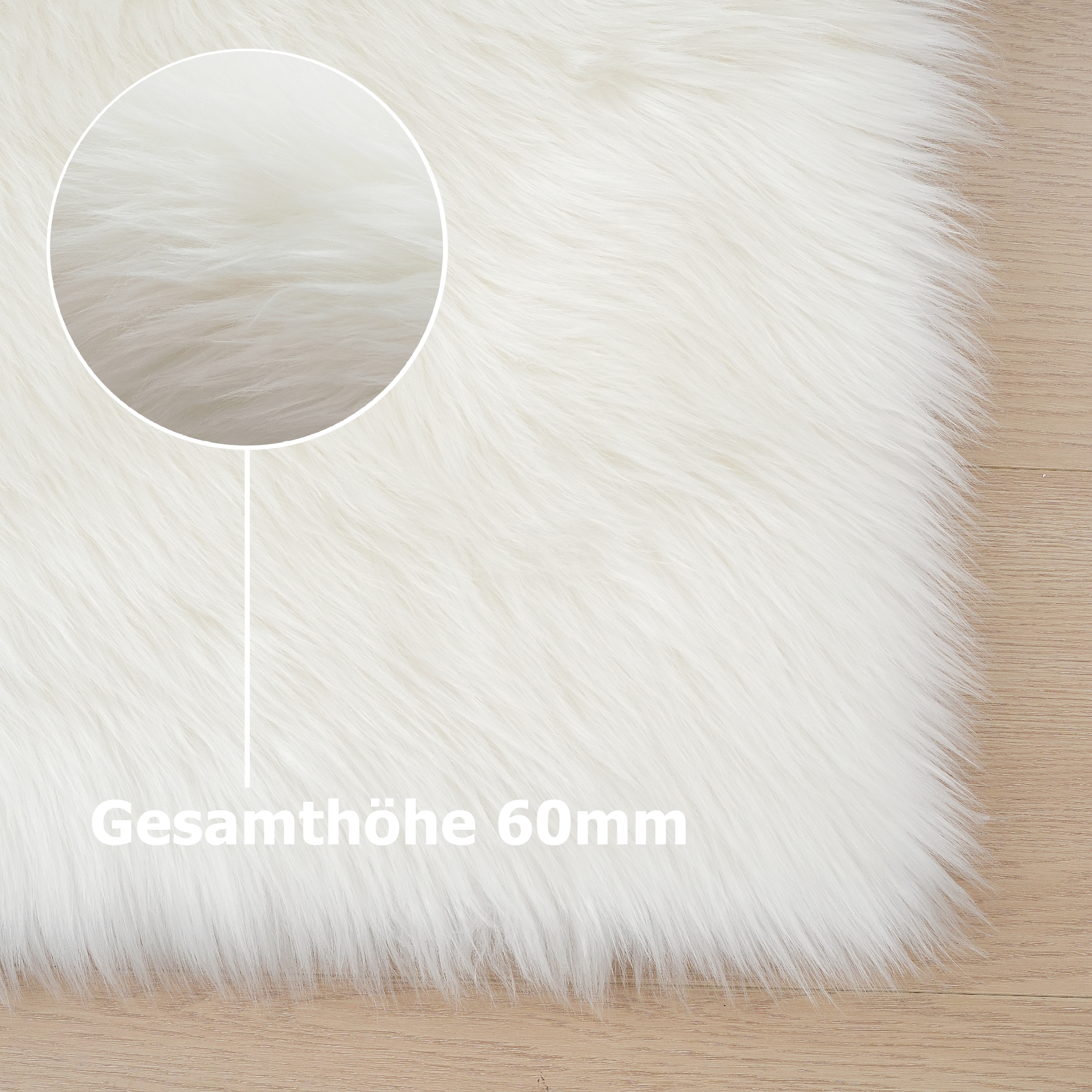 my home Fellteppich »Dena, Hochflor Teppiche«, rechteckig, 60 mm Höhe, Kunstfell, weich, Uni-Farben, Wohnzimmer, Schlafzimmer, Esszimmer