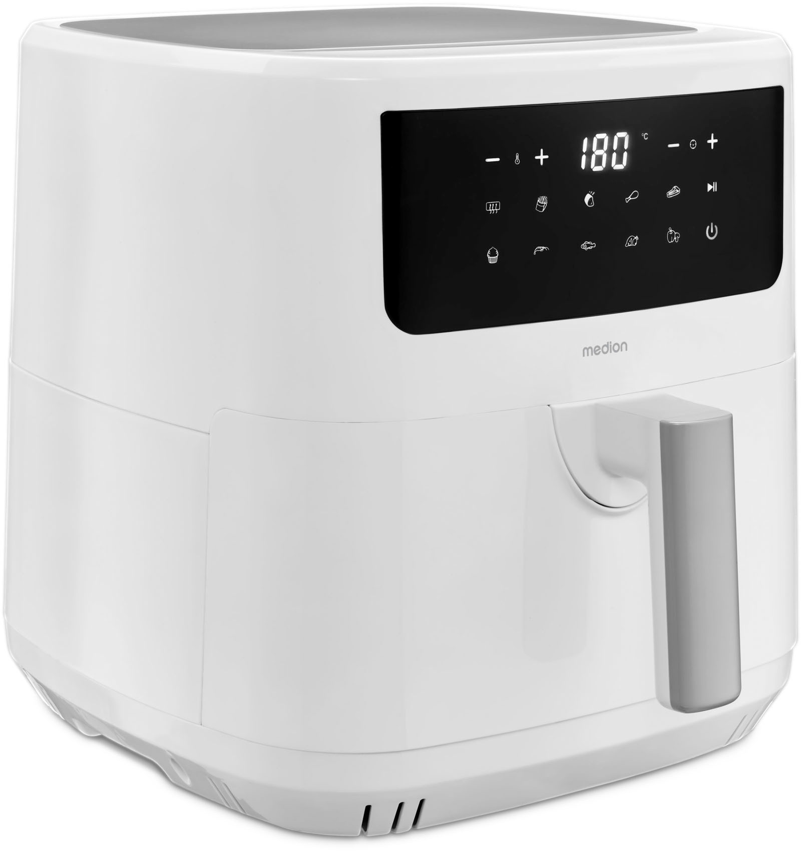 Medion® Heißluftfritteuse »P10 XL (MD 11750), 6,8 L Korbvolumen, 9 Automatikprogramme, Vorheizen«, 2000 W, Fassungsvermögen 6,8 l, Temperatur einstellbar 50 - 200 °C, ILAG Beschichtung, Timer