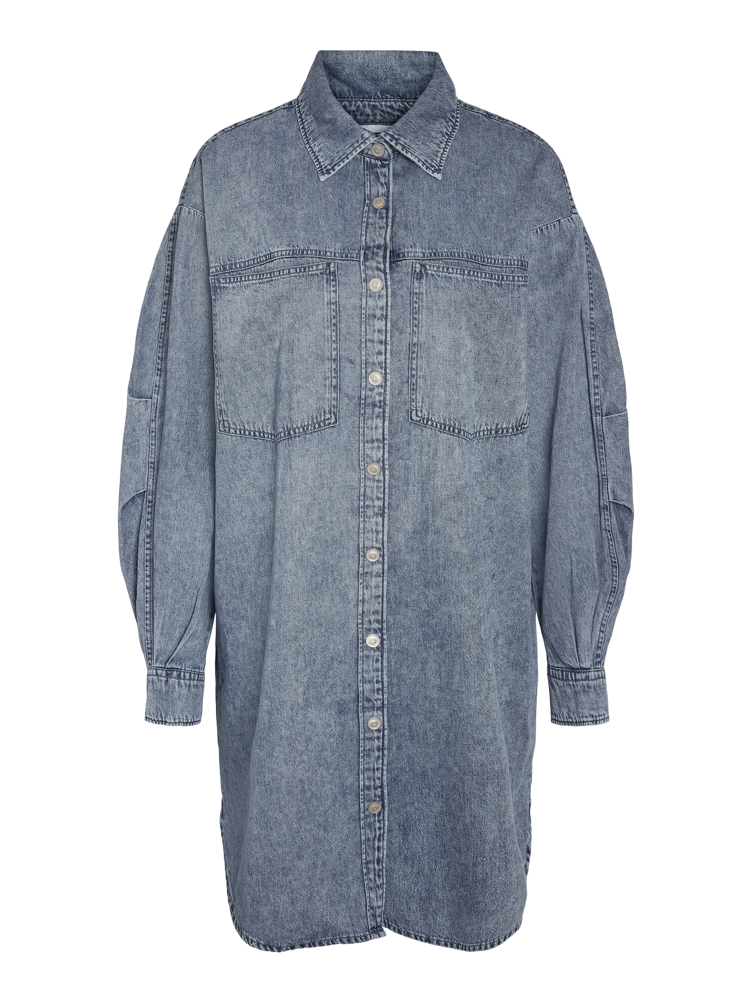 Noisy may Jeanskleid »NMENZA RICA LS SHIRT DRESS« aufgesetzte Taschen Baumwolle, loose fit