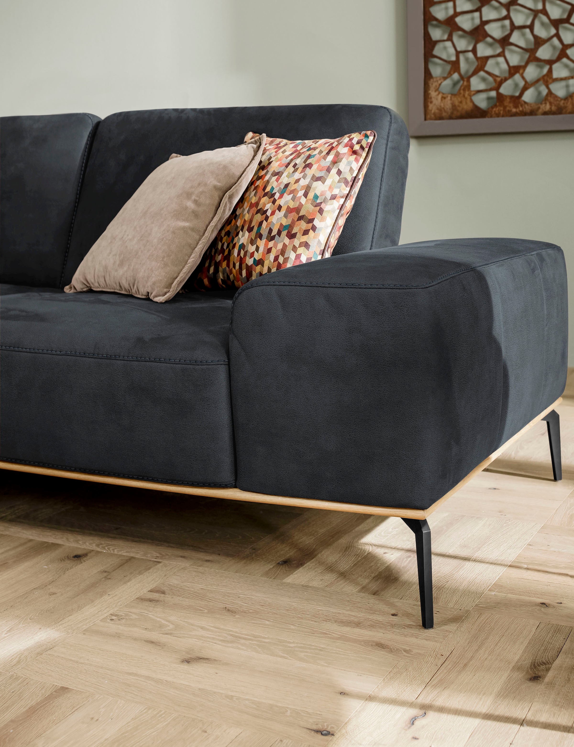 W.SCHILLIG Ecksofa »run, Designsofa mit tollem Sitzkomfort, bequem, L-Form«, mit Holzsockel, Füße in Schwarz pulverbeschichtet, Breite 319 cm