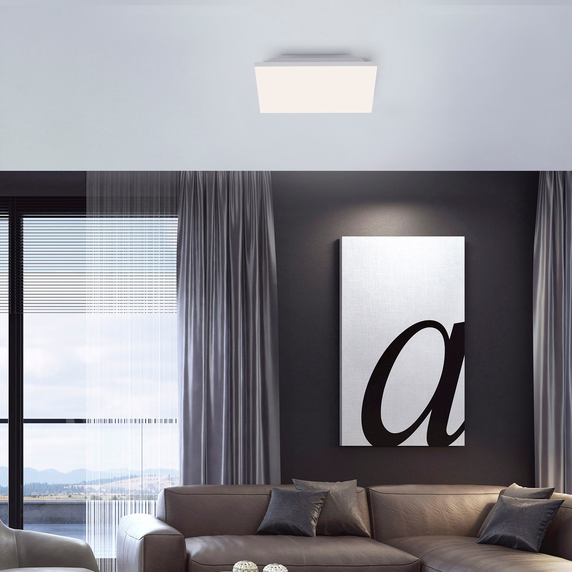 JUST LIGHT LED Deckenleuchte »CANVAS«, 1 flammig, Leuchtmittel LED-Board | LED wechselbar, dimmbar über IR-Fernbed.; CCT-Farbtemperaturwechsel; Memoryfunktion