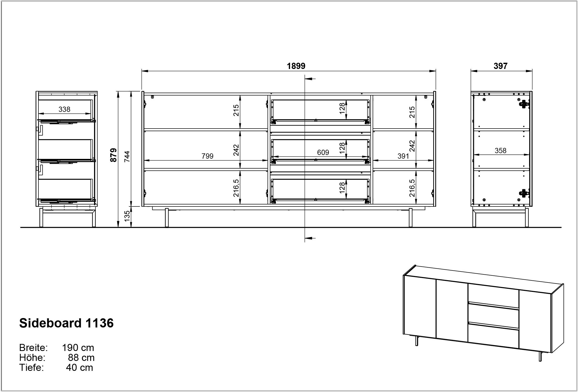 Sideboard GERMANIA kaufen und bei close-Funktion griffloses Design auf Soft Rechnung »Cantoria«, Schubladen, Türen
