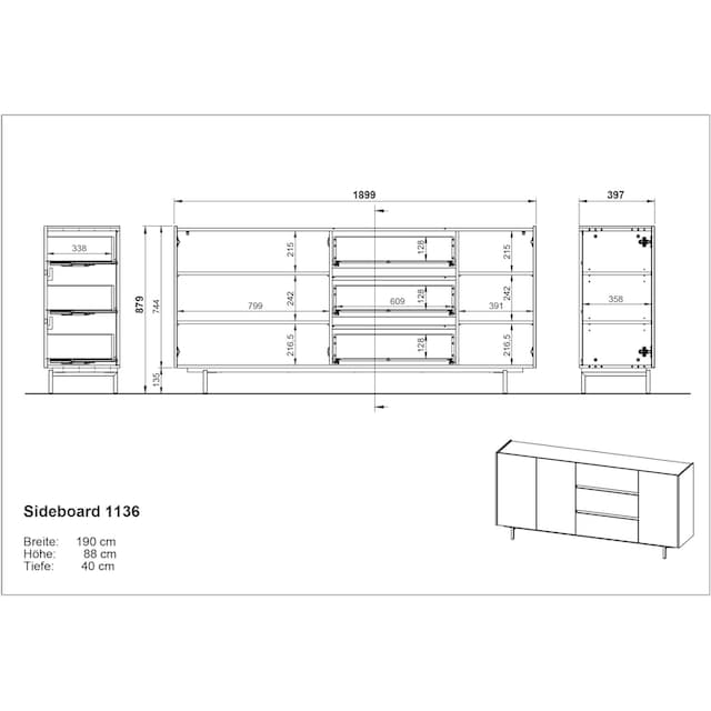 GERMANIA Sideboard »Cantoria«, Soft close-Funktion bei Türen und  Schubladen, griffloses Design auf Rechnung kaufen