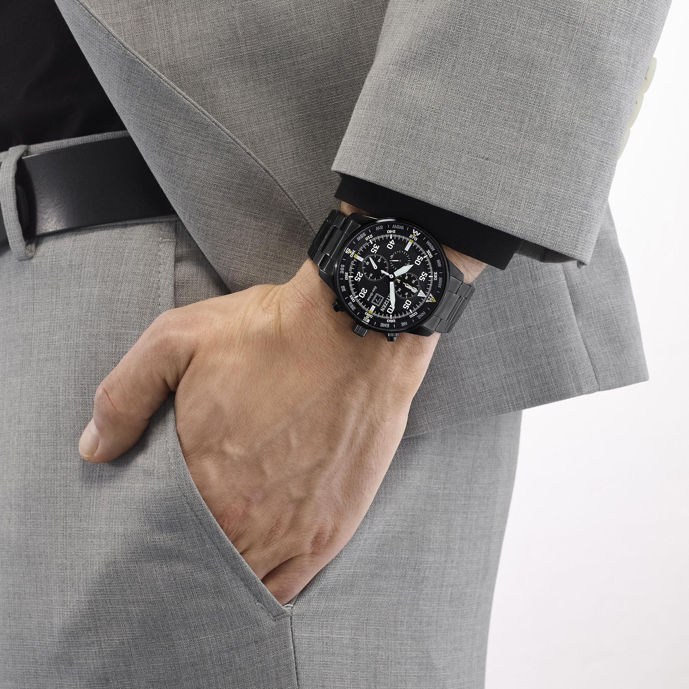 Citizen Chronograph, Armbanduhr, Herrenuhr, Solar, Stoppfunktion, Edelstahlarmband