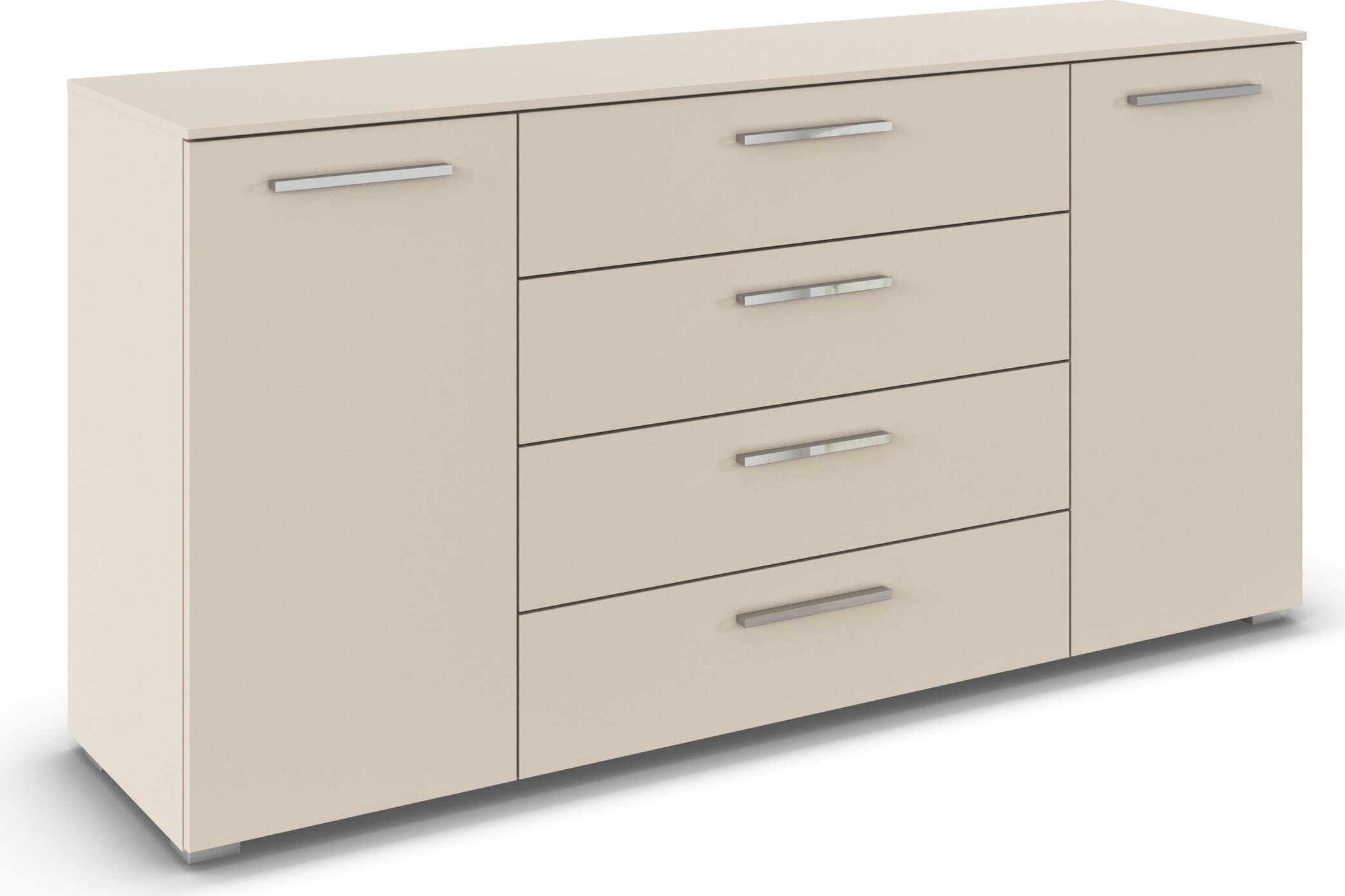 rauch Kombikommode »Sideboard Schubkommode Kommode MONTCLAR Front Dekor/Hochglanz/Glas« Breite 160 / Höhe 81 cm, 2 Einlegeböden, inkl. Soft-Close-Funktion,  2-türig, 4 geräumige Schubladen, viele Griffvarianten MADE IN GERMANY