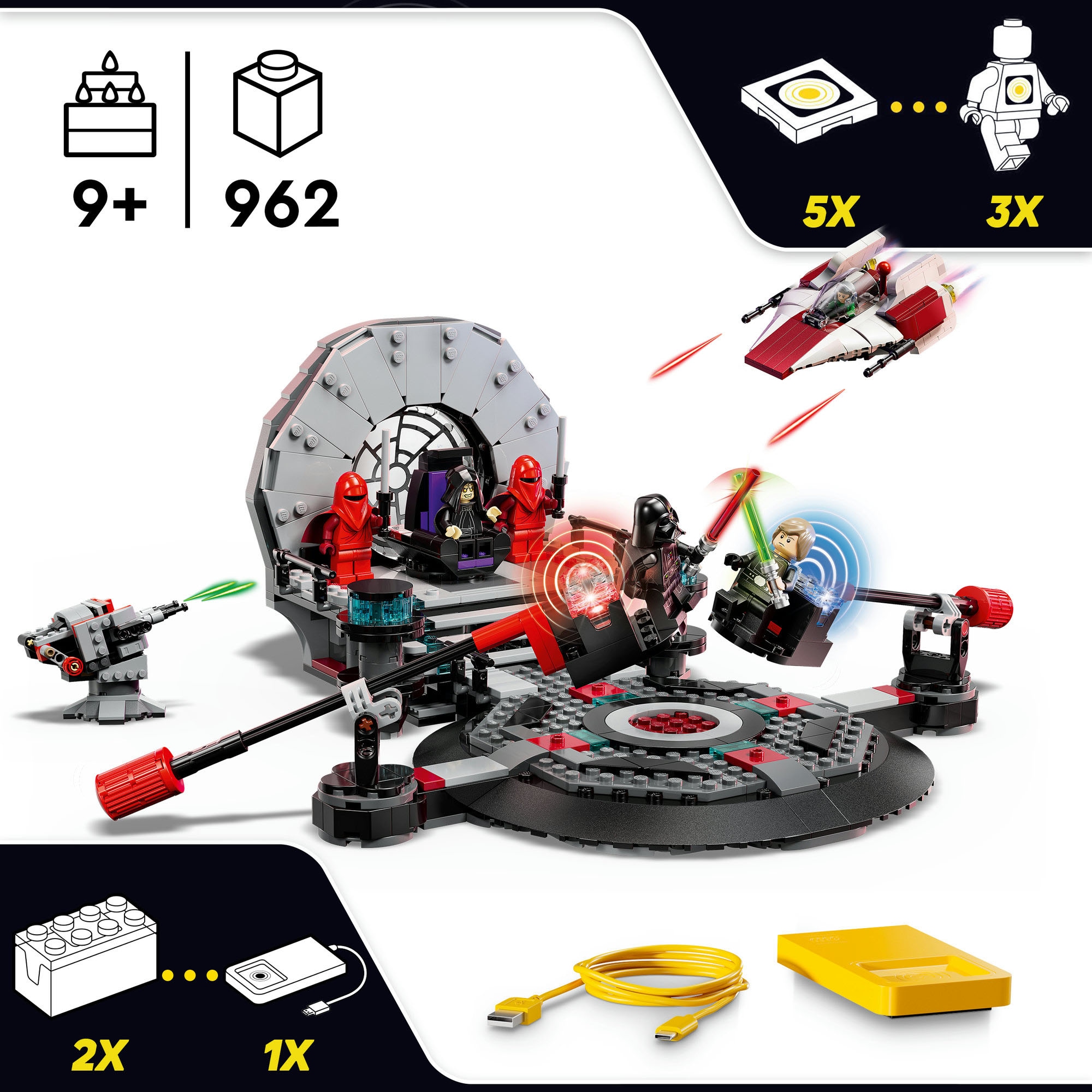LEGO® Konstruktionsspielsteine »SMART Play: A-Wing und das Duell im Thronsaal (75427), LEGO Star Wars™« mit Licht- und Soundeffekten