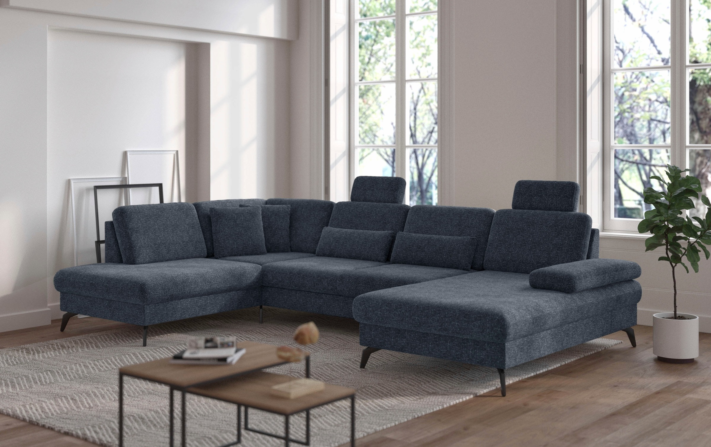 sit&more Wohnlandschaft »Morris U-Form, inkl. Sitztiefenverstellung«, wahlweise mit Armteilverstellung, Bettfunktion & Bettkasten