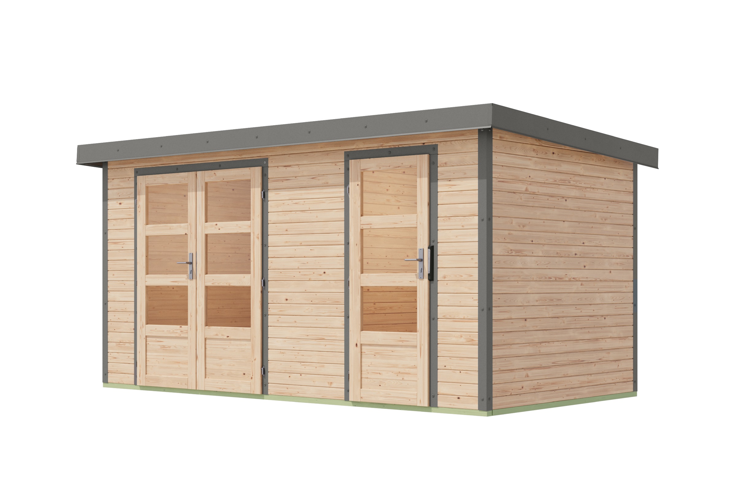 Karibu Gartenhaus »"Merkur A"«, langlebige Kombination aus Holz- und Metallelementen