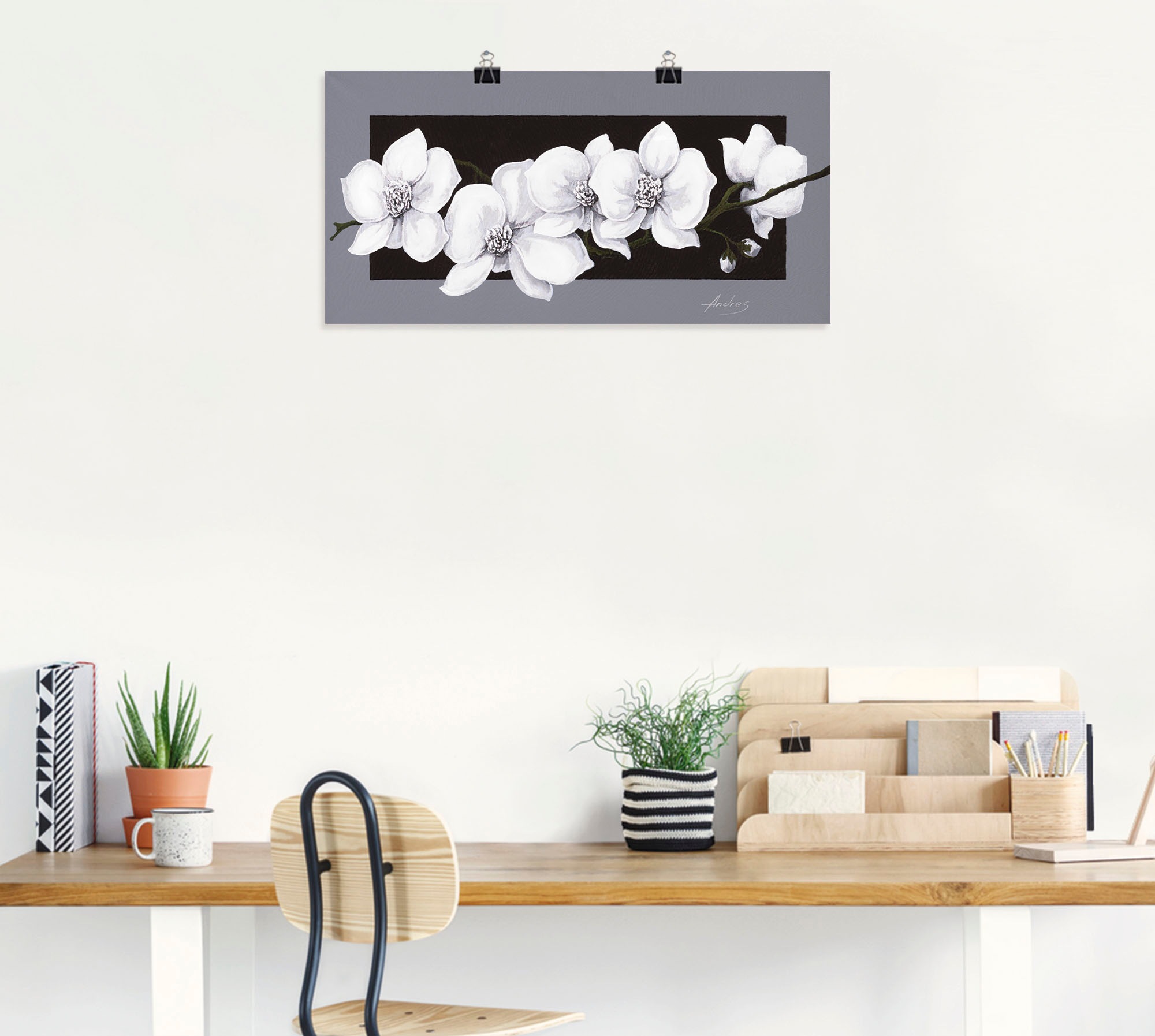 Artland Wandbild »Weiße Orchideen auf grau«, Blumen, (1 St.), als Alubild, Outdoorbild, Leinwandbild, Poster, Wandaufkleber
