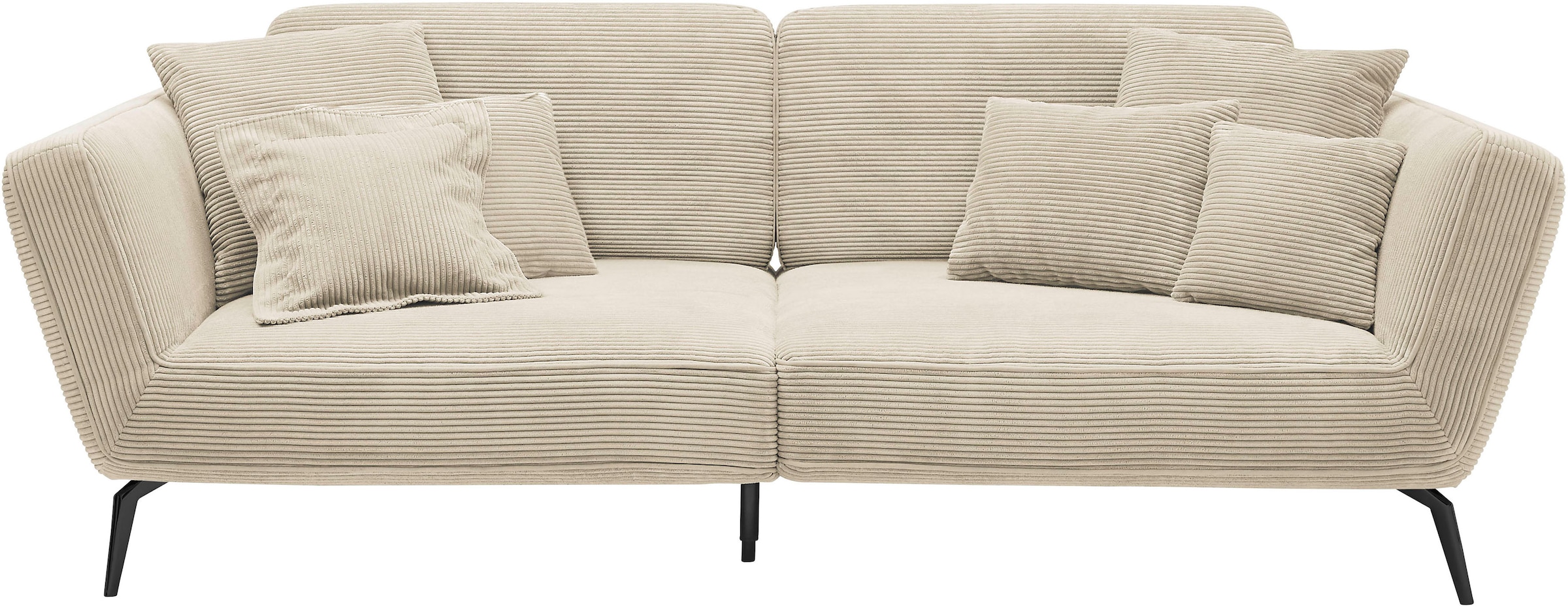 set one by Musterring Big-Sofa »SO 4500 Mega-Sofa, mega bequem, hochwertig verarbeitet«, Füße schwarz matt, wahlweise mit Kopfstütze, Breite 260cm, in Cord