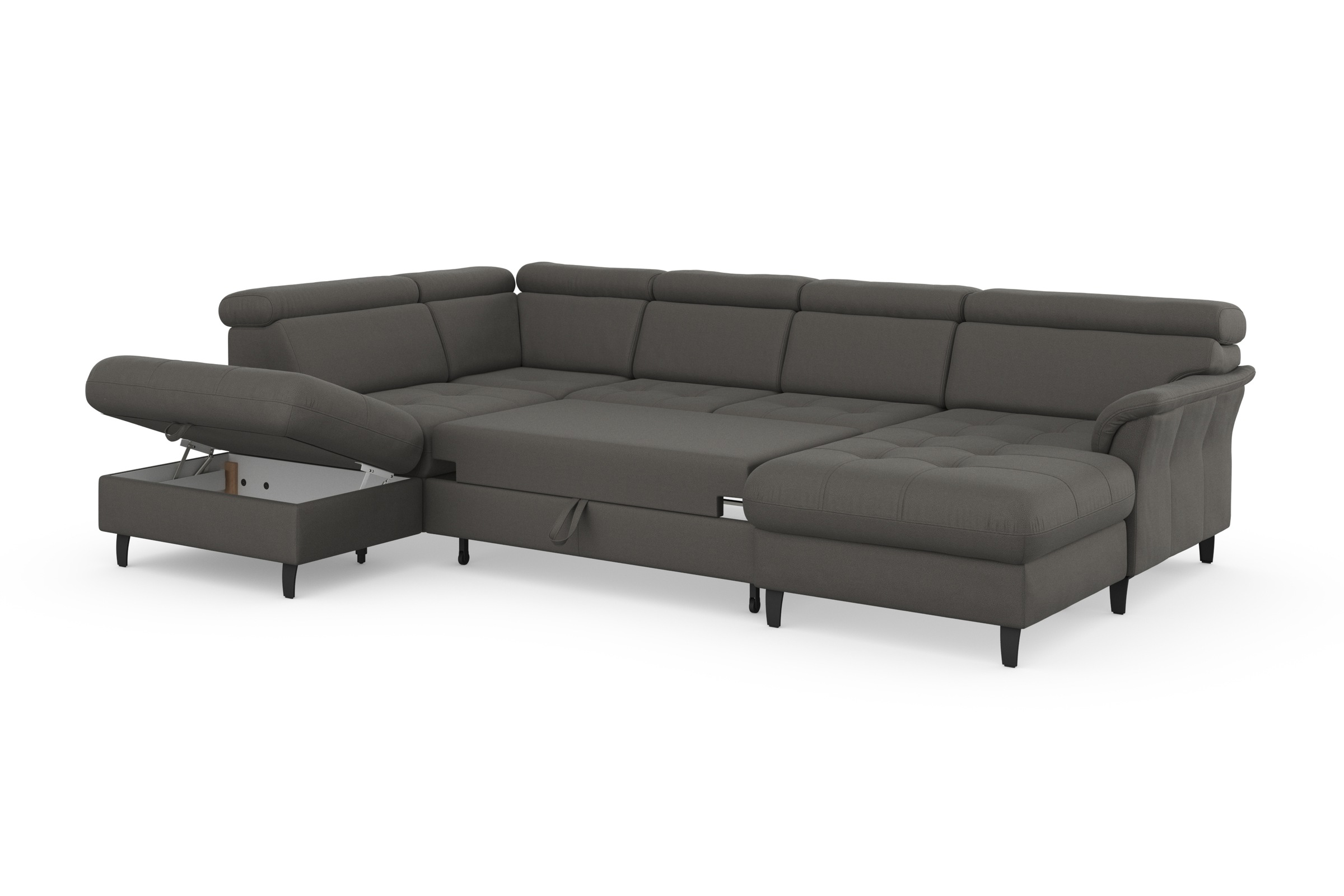 sit&more Wohnlandschaft »Marano U-Form«, inklusive Kopfteilverstellung, wahlweise mit Bettfunktion, Bettkasten