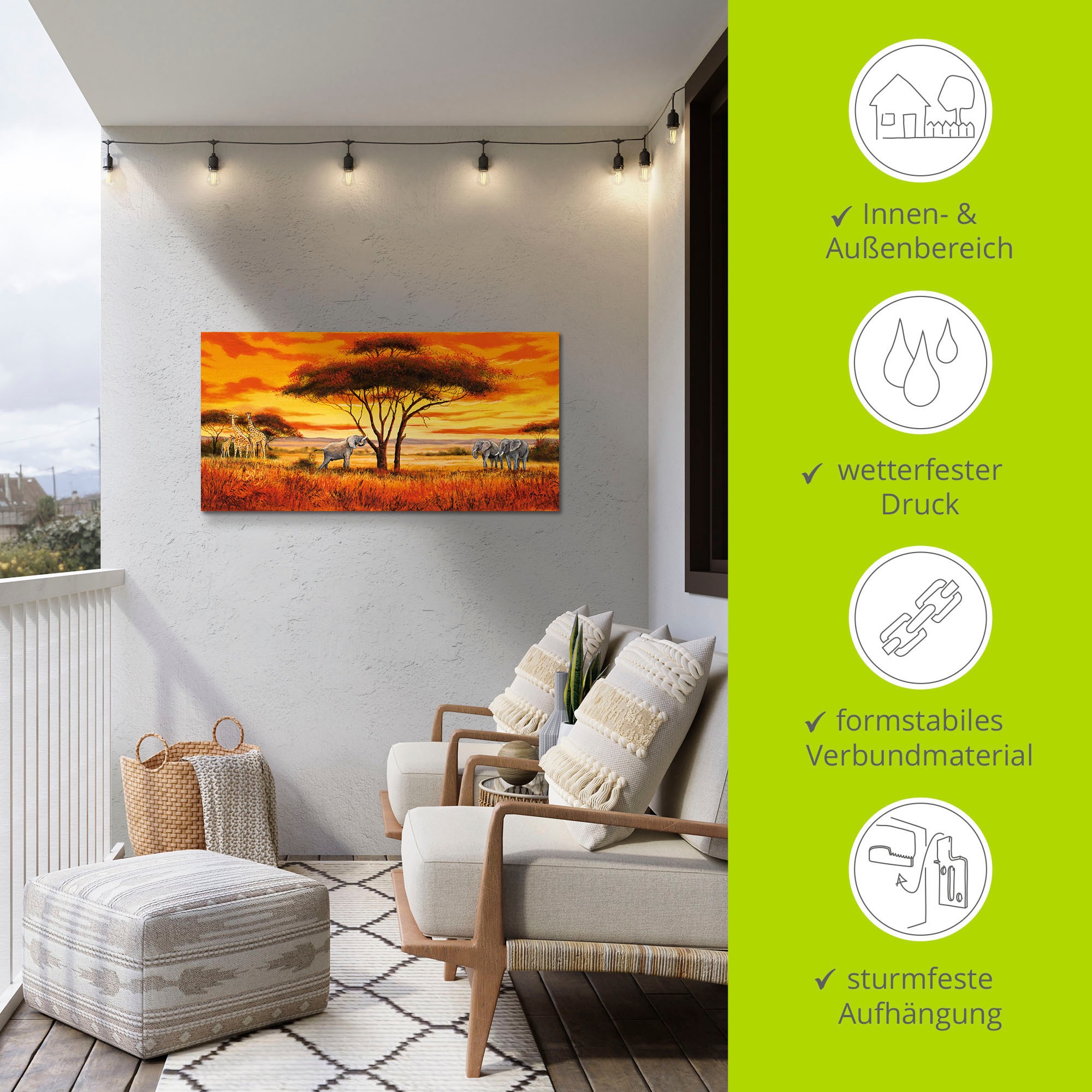 Artland Wandbild »Afrikanische Landschaft II«, Afrika, (1 St.), als Alubild, Outdoorbild, Leinwandbild, Wandaufkleber, versch. Größen