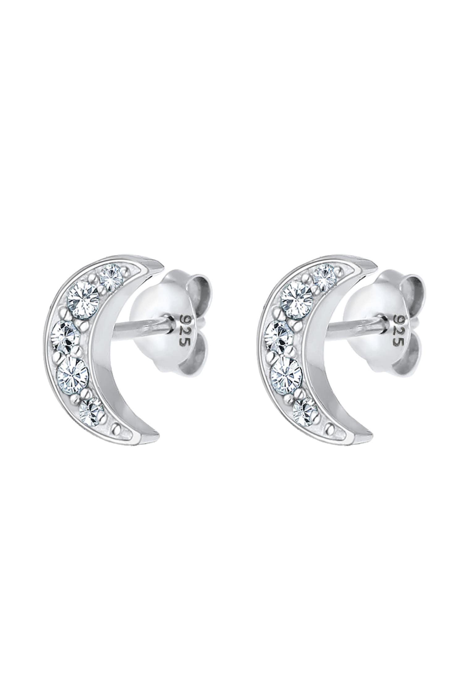 Elli Paar Ohrstecker »Ohrstecker Halbmond Glas Kristalle Weiß 925 Sterling Silber«
