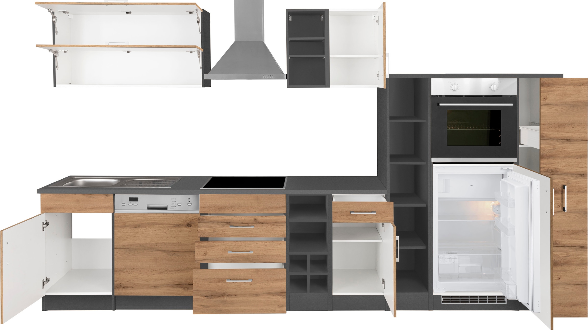 KOCHSTATION Küchenzeile »KS-Colmar«, mit E-Geräten, Breite 360 cm