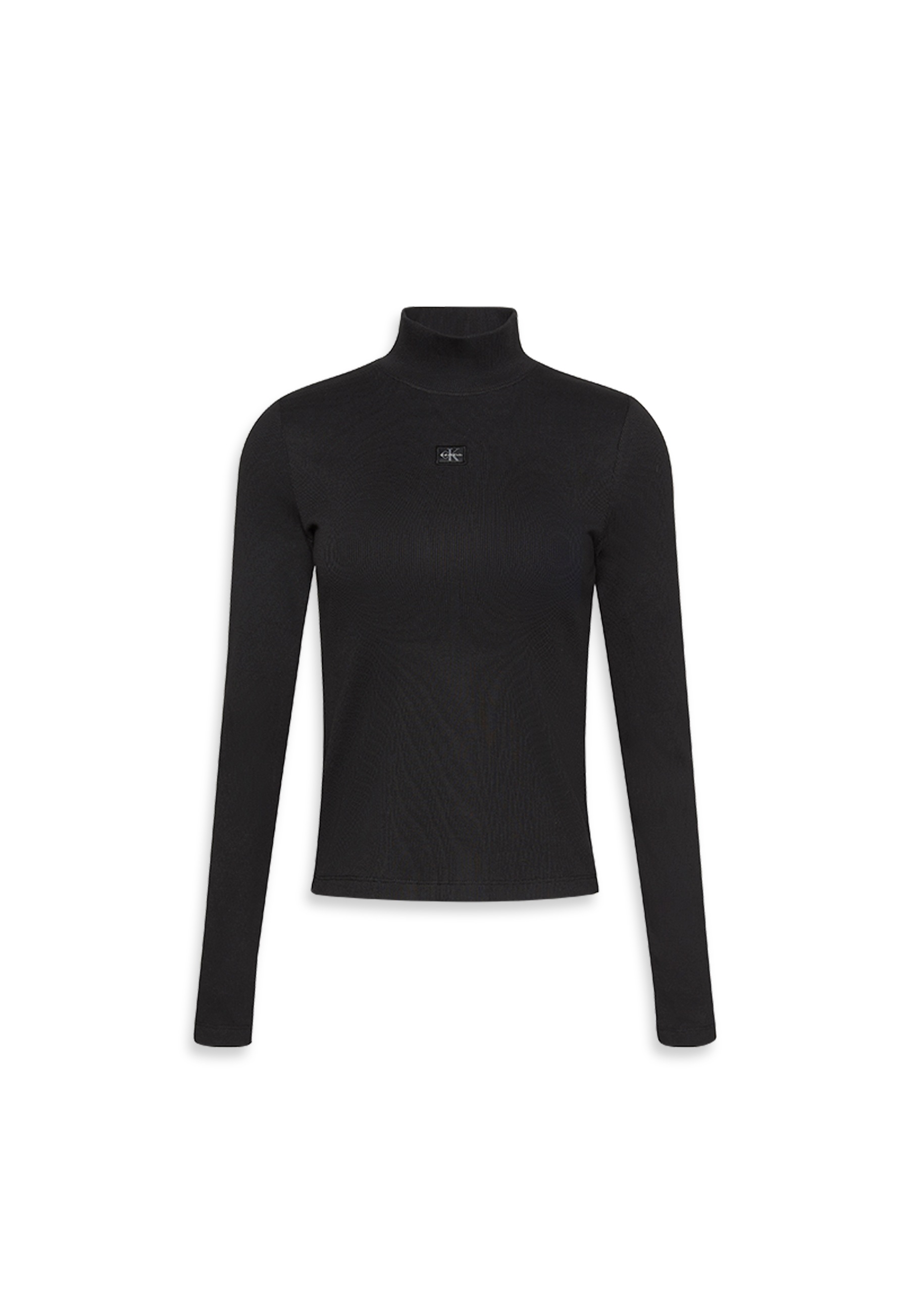 Calvin Klein Jeans Shirttop »LS WOVEN LABEL TURTLENECK«, Mit Rundhalsausschnitt, regular fit