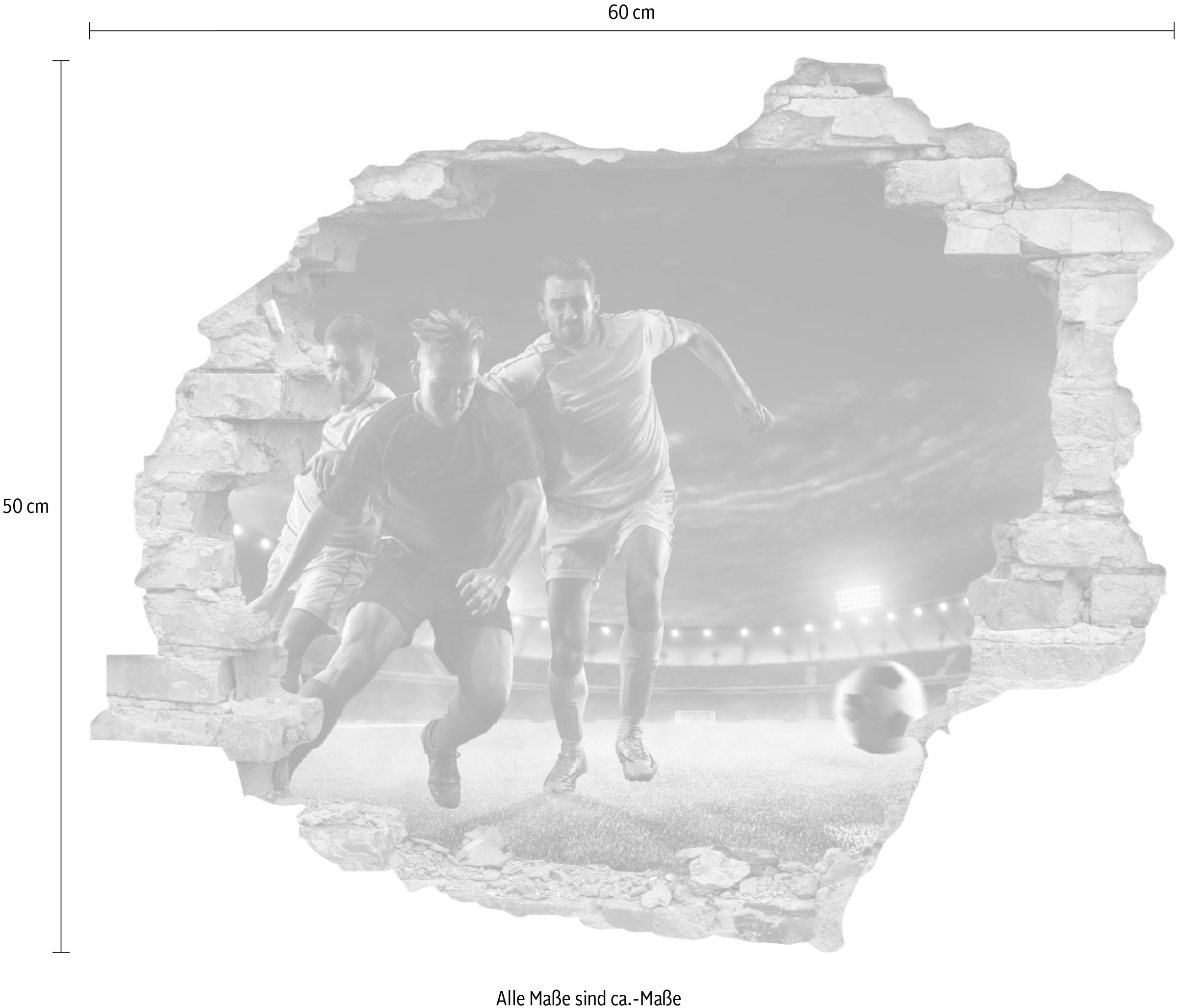 queence Wandtattoo »Fußball Zweikampf«, (1 St.), Wandsticker, Wandbild, selbstklebend, 3D, Wanddurchbruch
