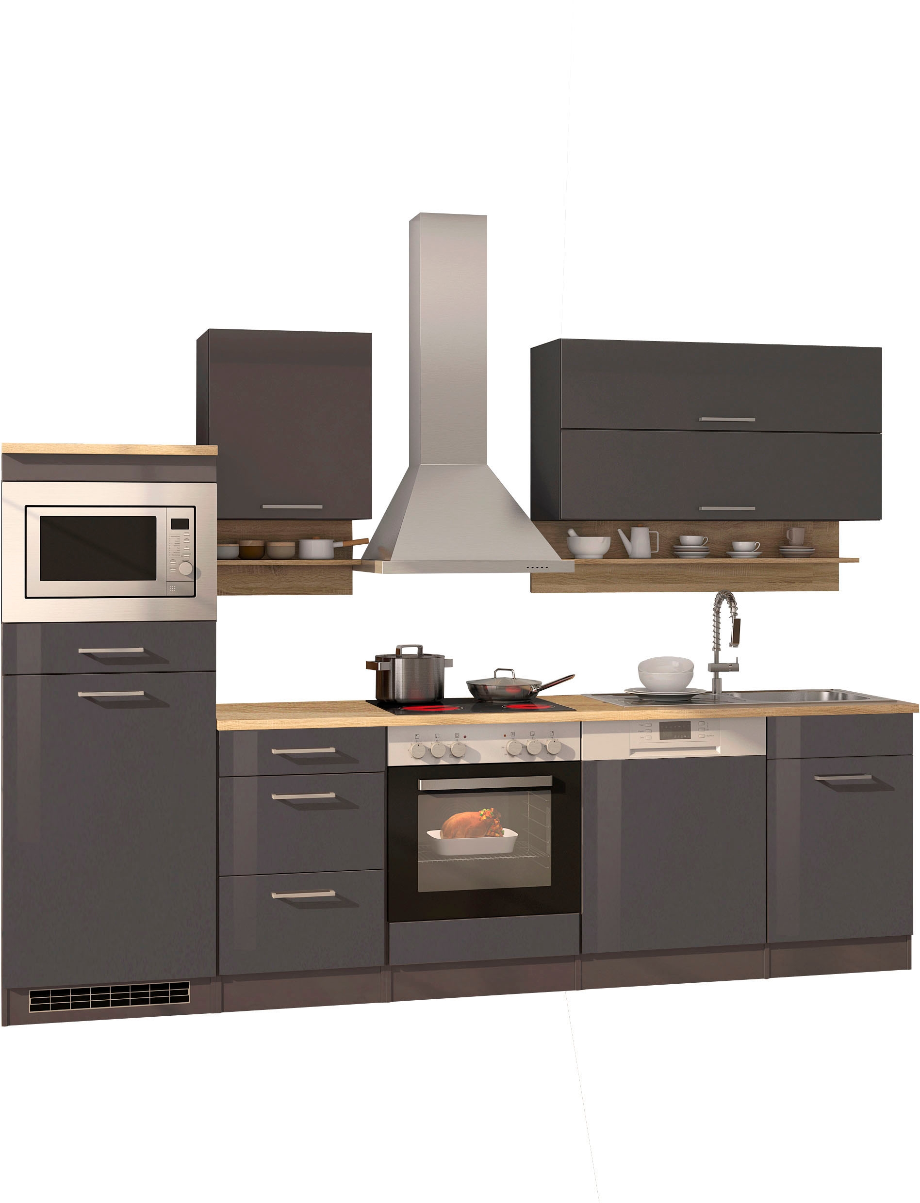 Küchenzeile »Mailand«, mit Elektrogeräten, Breite 280 cm