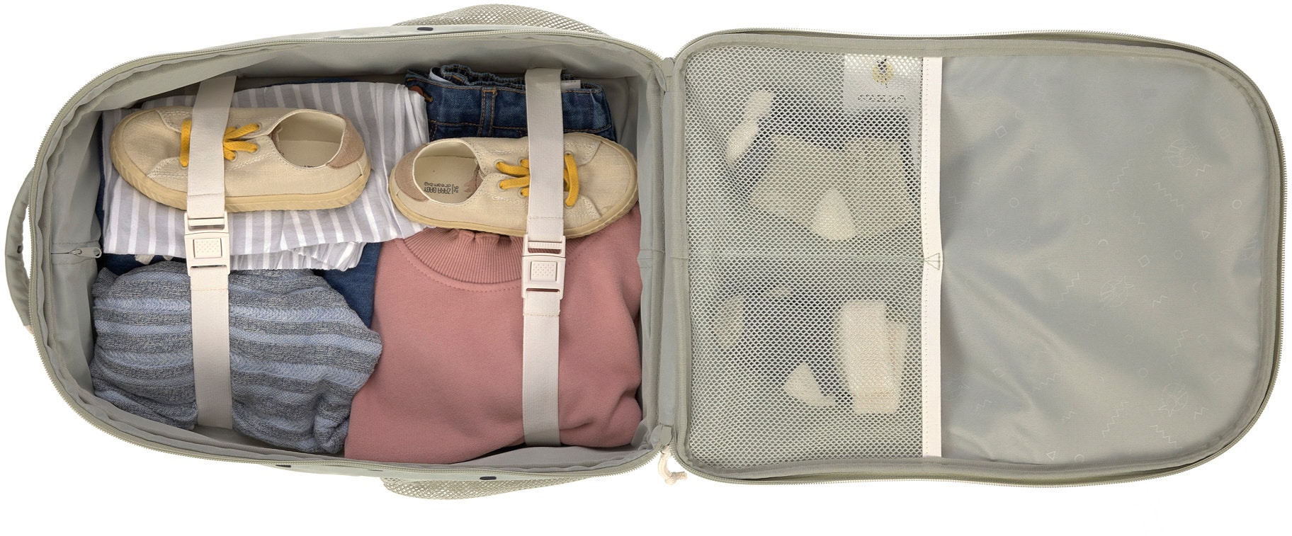 LÄSSIG Kinderkoffer »Happy Prints, Trolley, Light Olive«, 2 Rollen