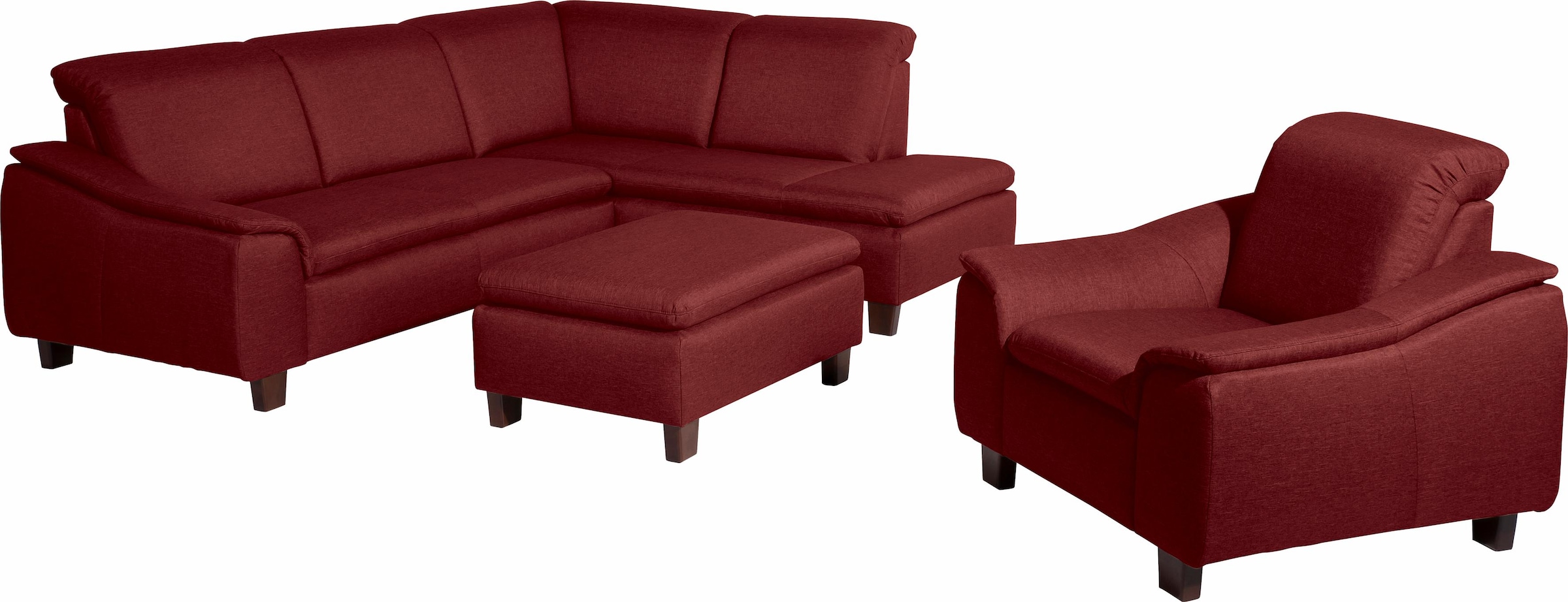 Max Winzer® Ecksofa »Alessio, aktuelle Mattenoptik, geschwungene Formensprache, bequem«, mit abgerundeter Rückenlehne, Ottomane wahlweise links oder rechts