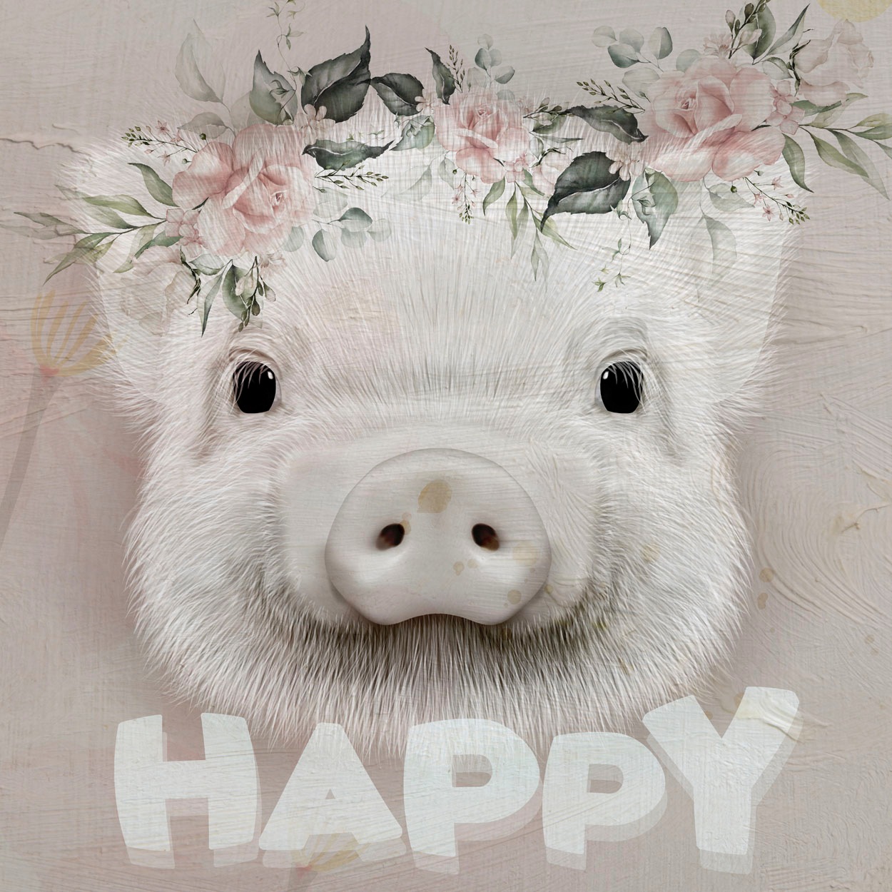 queence Leinwandbild »Abilou«, Schwein-Kunst-Schweine-Blumen-Blumenbilder, günstig online kaufen