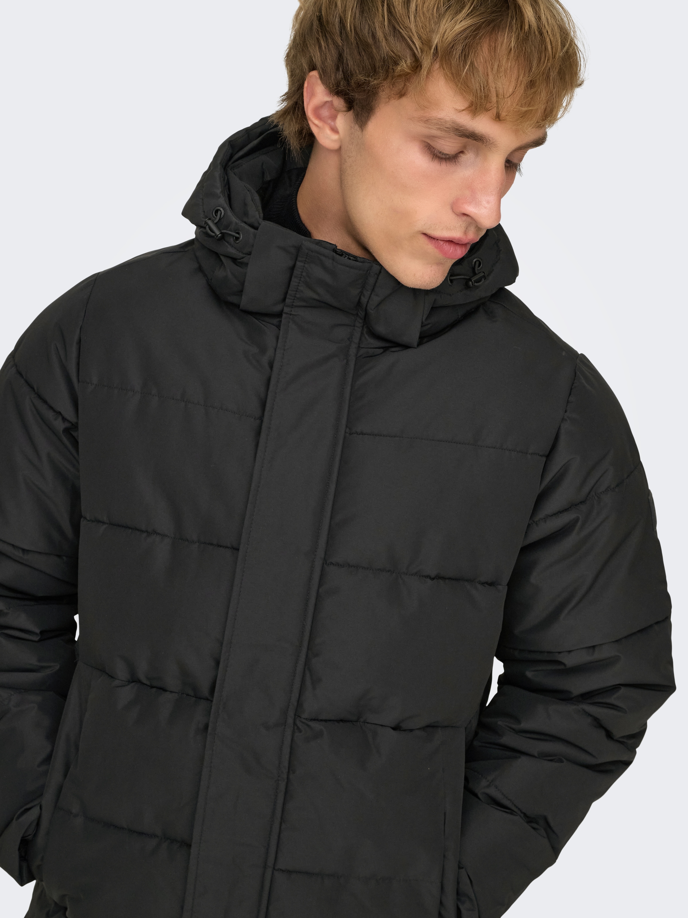 ONLY & SONS Steppjacke »ONSCARL LIFE LONG QUILTED COAT NOOS OTW« mit Kapuze