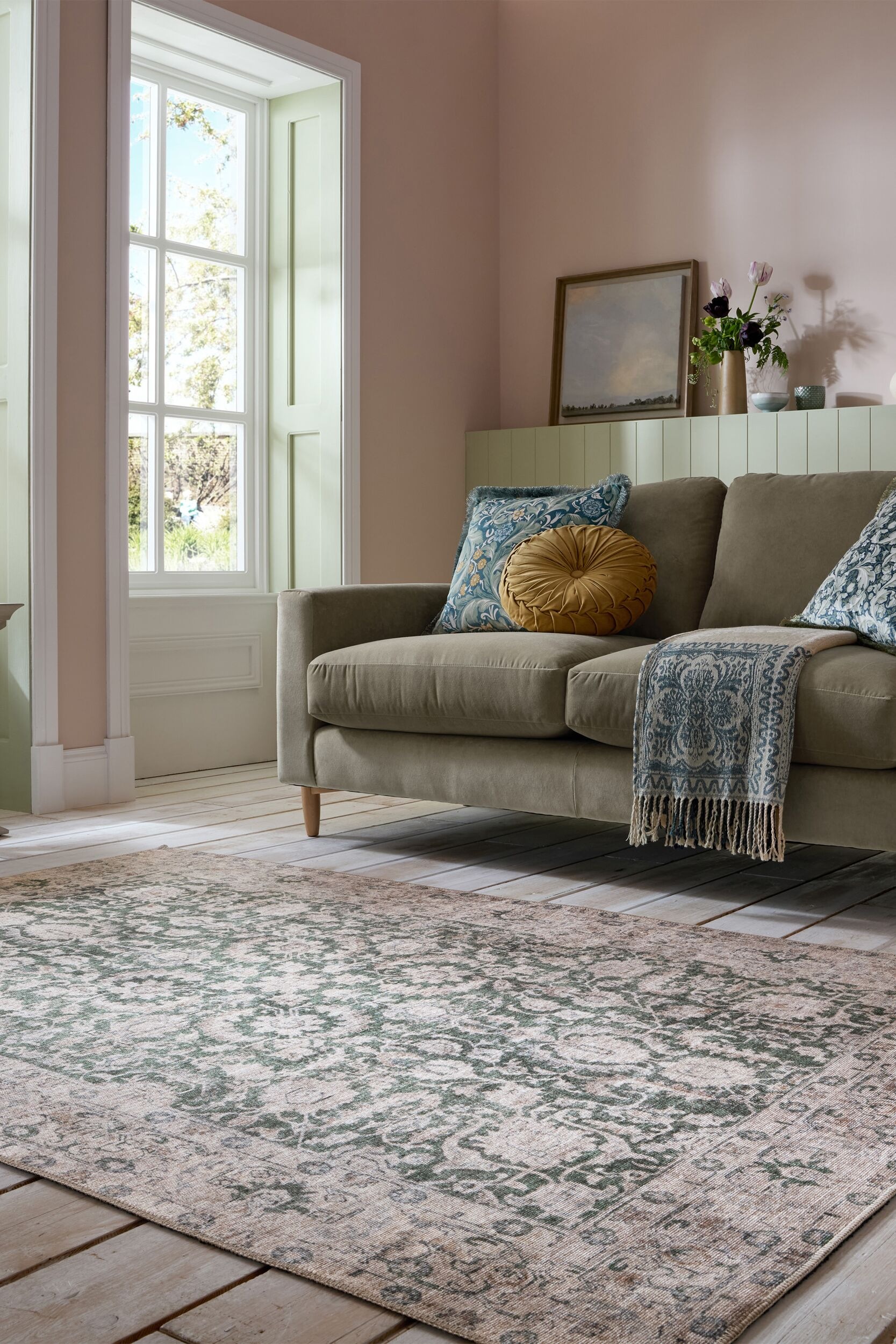 FLAIR RUGS Teppich »Beau Floral«, rechteckig, 2 mm Höhe, Waschbarer Traditi günstig online kaufen