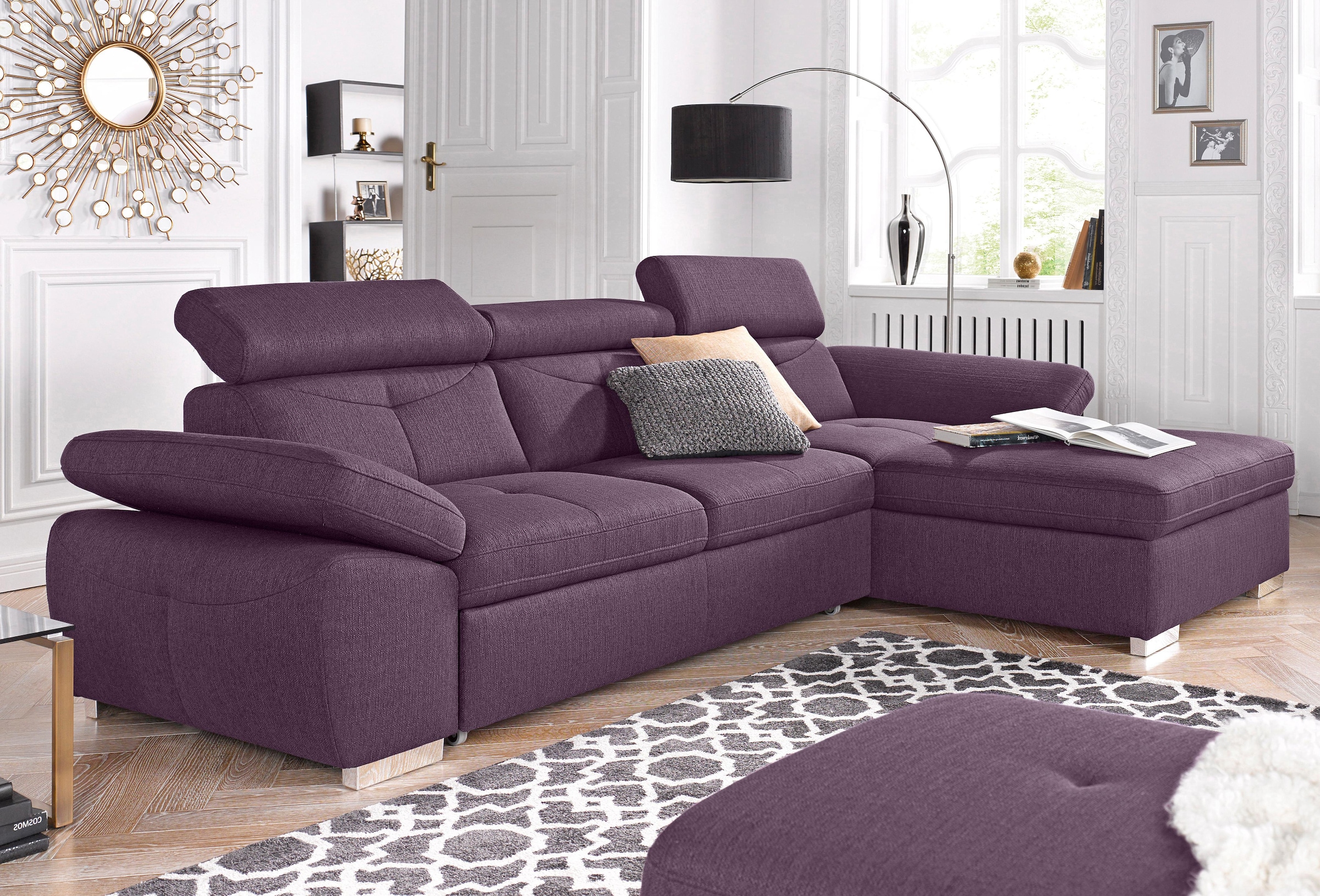 exxpo - sofa fashion Ecksofa »Spring, super bequem, mit Armteil- und Kopfteilfunktion, OTTOs Choice«, L-Form, wahlweise mit Bettfunktion und Bettkasten