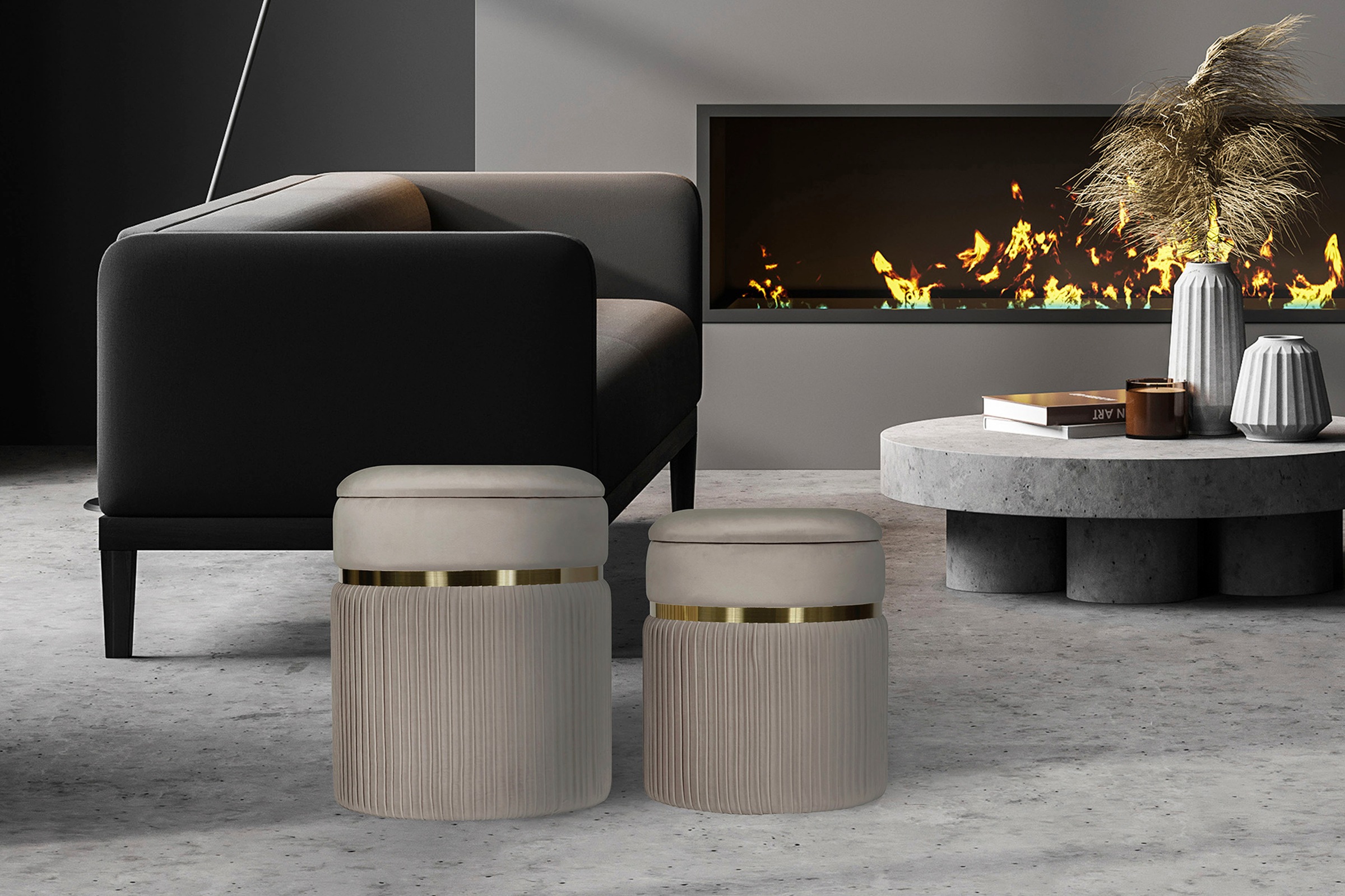 Kayoom Polsterhocker »Hocker Zora 325 2er-Set«, gepolstert, mit Stauraum günstig online kaufen