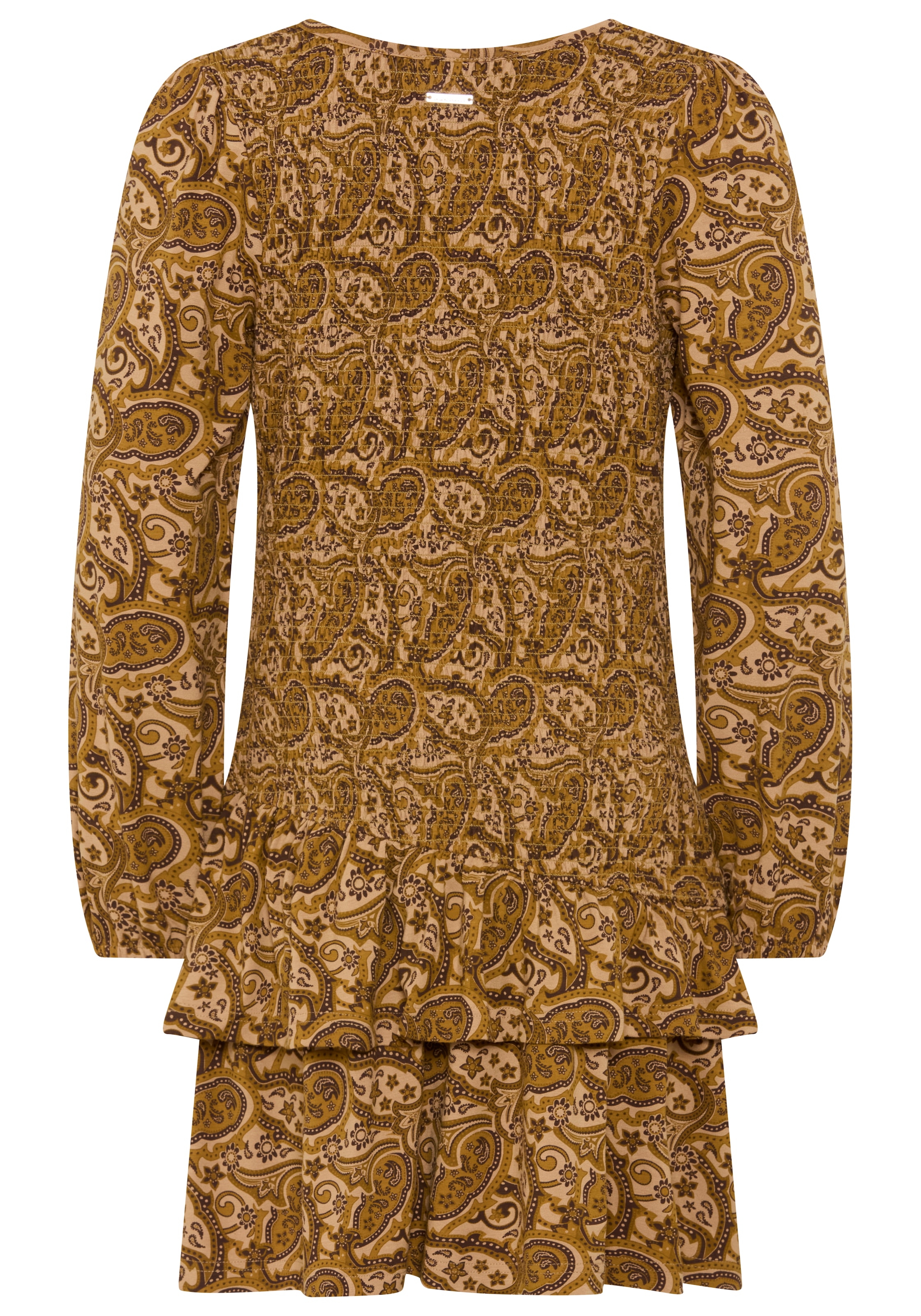 Bruno Banani Smokkleid »Viskose-Kleid in Allover-Design« für Mädchen, kniefrei, mit Volants, mit Langarm