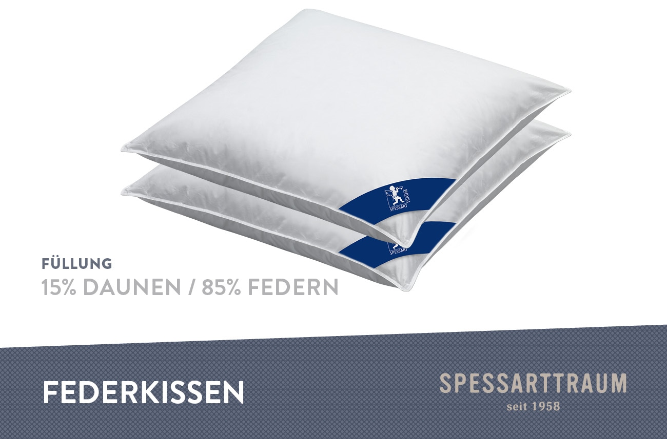 SPESSARTTRAUM Federkissen »FIRST CLASS«, Füllung: 85% Federn, 15% Daunen, Bezug: 100% Baumwolle, (2 St.), Kopfkissen in verschiedenen Größen erhältlich, im Set günstiger