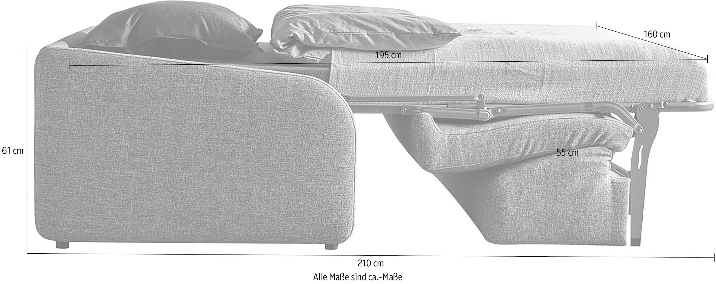 INNOVATION LIVING ™ 3,5-Sitzer »Eivor, hochwertige Dauerschlaffunktion, bequem und komfortabel«, Schlafsofa mit innenliegender Schlafmatratze und schmalen Armlehnen