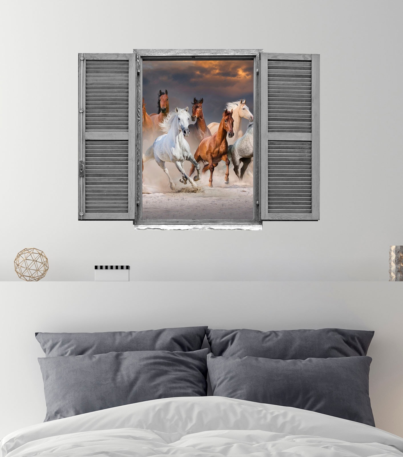 queence Wandtattoo »Pferde«, (1 St.), Wandsticker, Wandbild, selbstklebend, 3D, Fenster