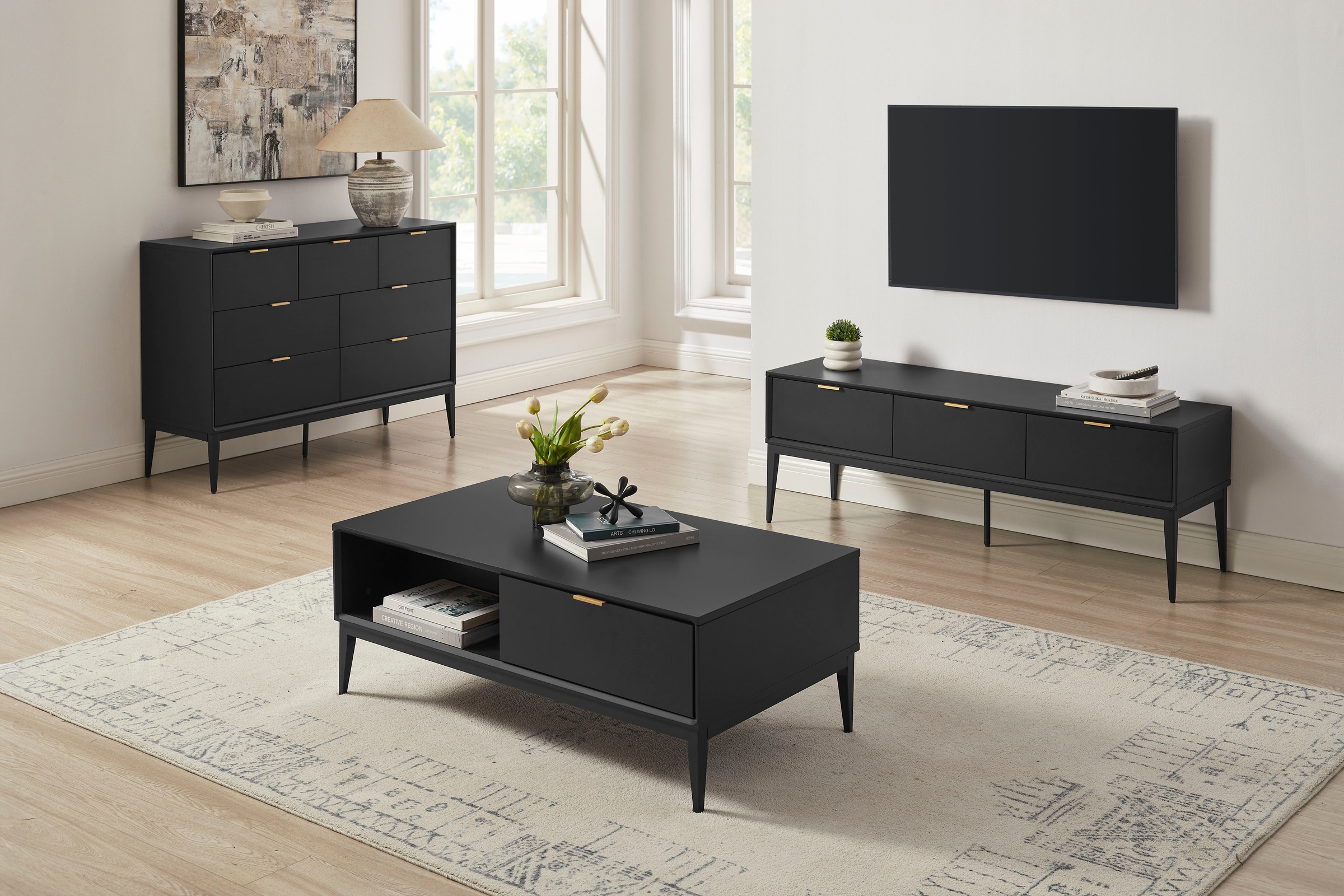 Leonique TV-Board »Lavisha« FSC-zertifiziertes Holz kombiniert Melamin, ver günstig online kaufen
