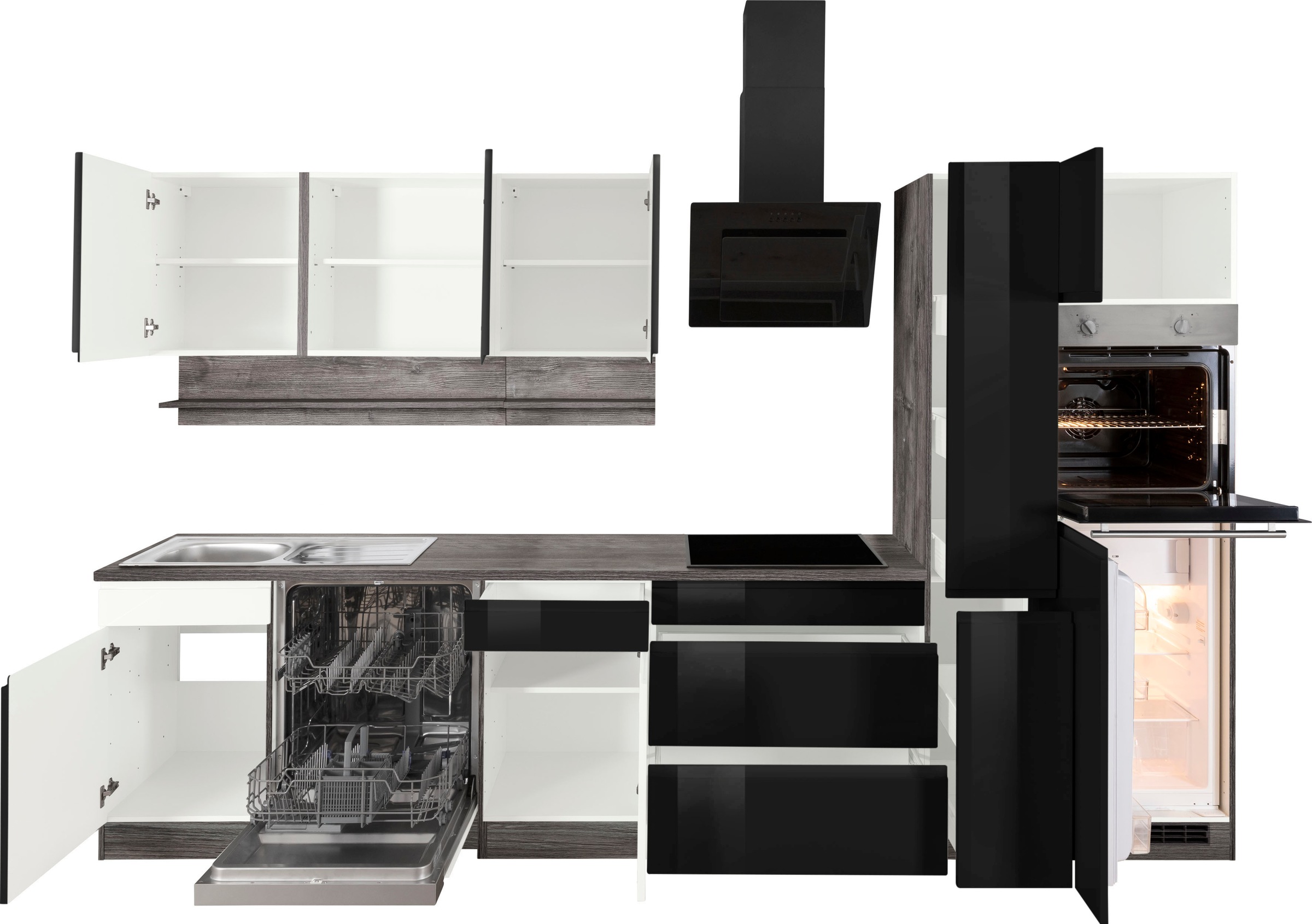 KOCHSTATION Küchenzeile »KS-Virginia«, Breite 330 cm, ohne E-Geräte
