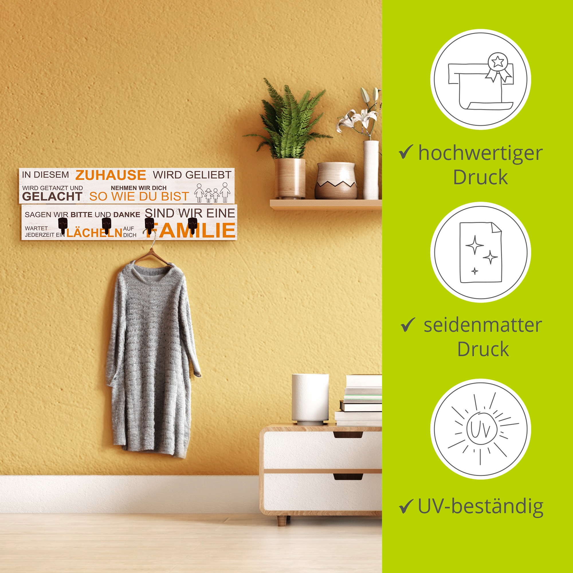 Artland Garderobenleiste »In diesem Zuhause - beige«, teilmontiert