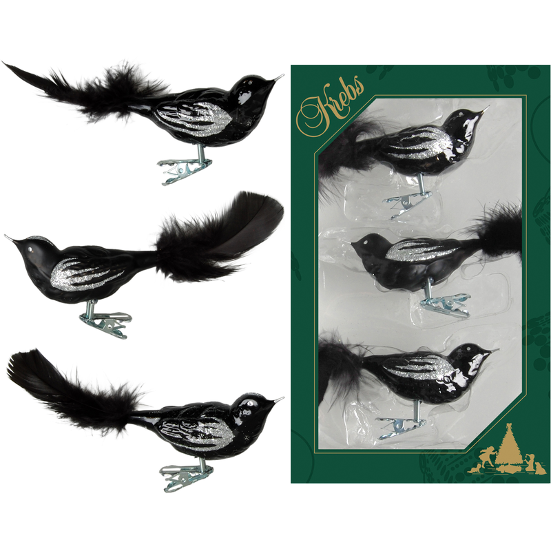 KREBS GLAS LAUSCHA Weihnachtsbaumklammer »CBK80871, Weihnachtsdeko, Christbaumschmuck« Vogelsortiment schwarz