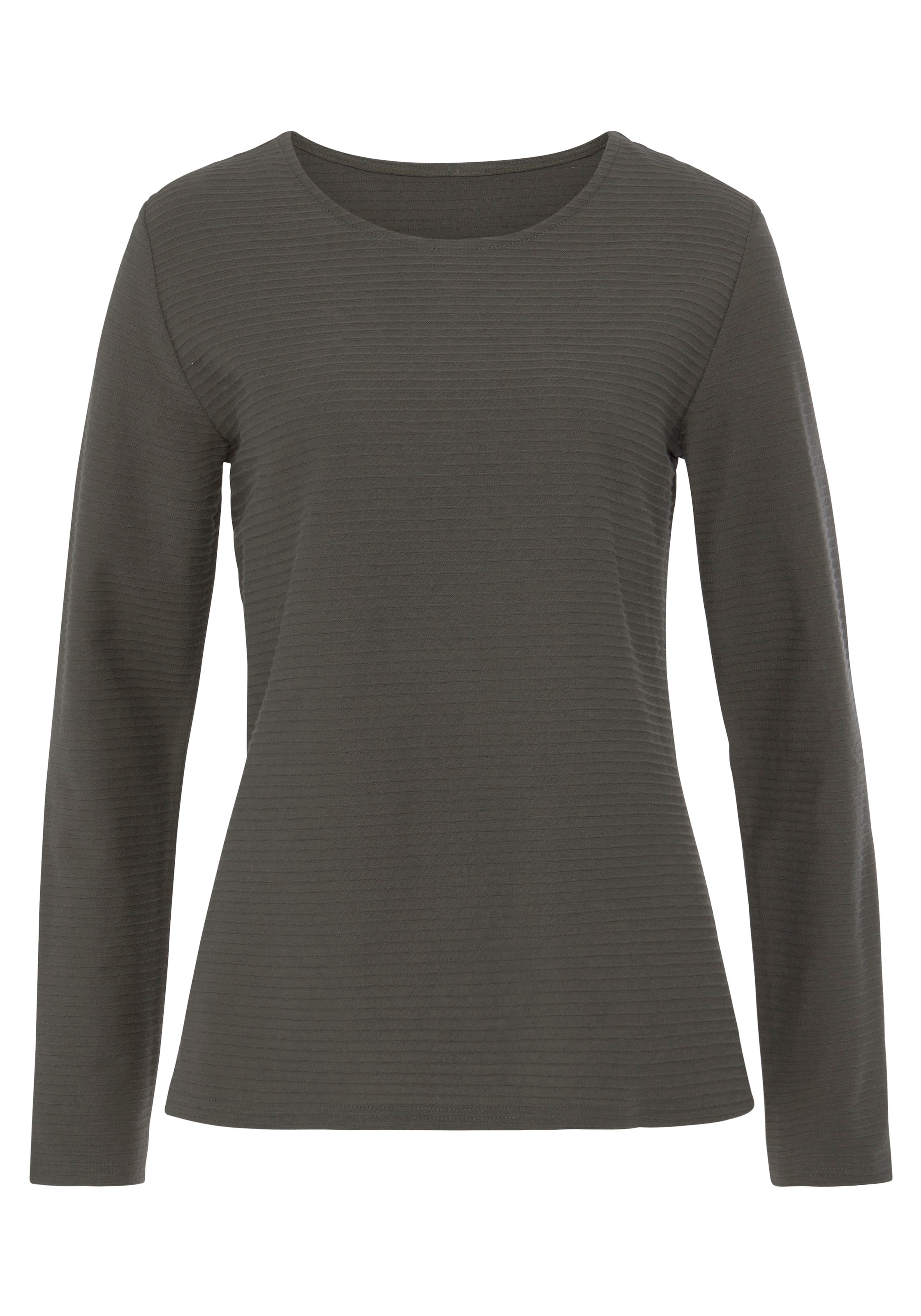 LASCANA Langarmshirt »mit Streifenstruktur«, (2er-Pack), aus weicher Baumwoll-Qualität