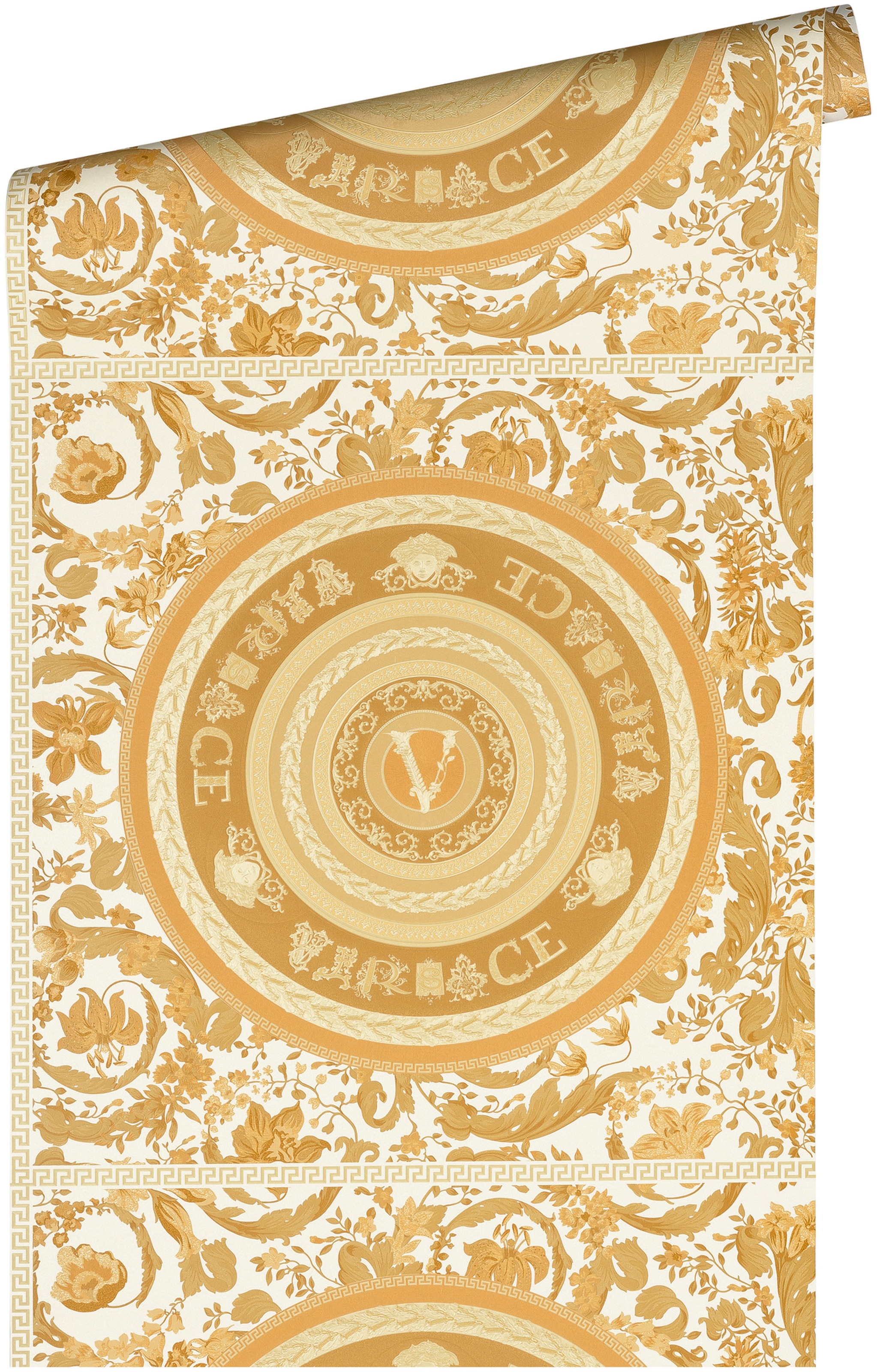 Versace Vliestapete »Wallpaper Versace 5 Floral Design«, leicht glänzend-gemustert-abstrakt, Designertapete auffallende Fliesen-Tapete Tapeten Wohnzimmer modern