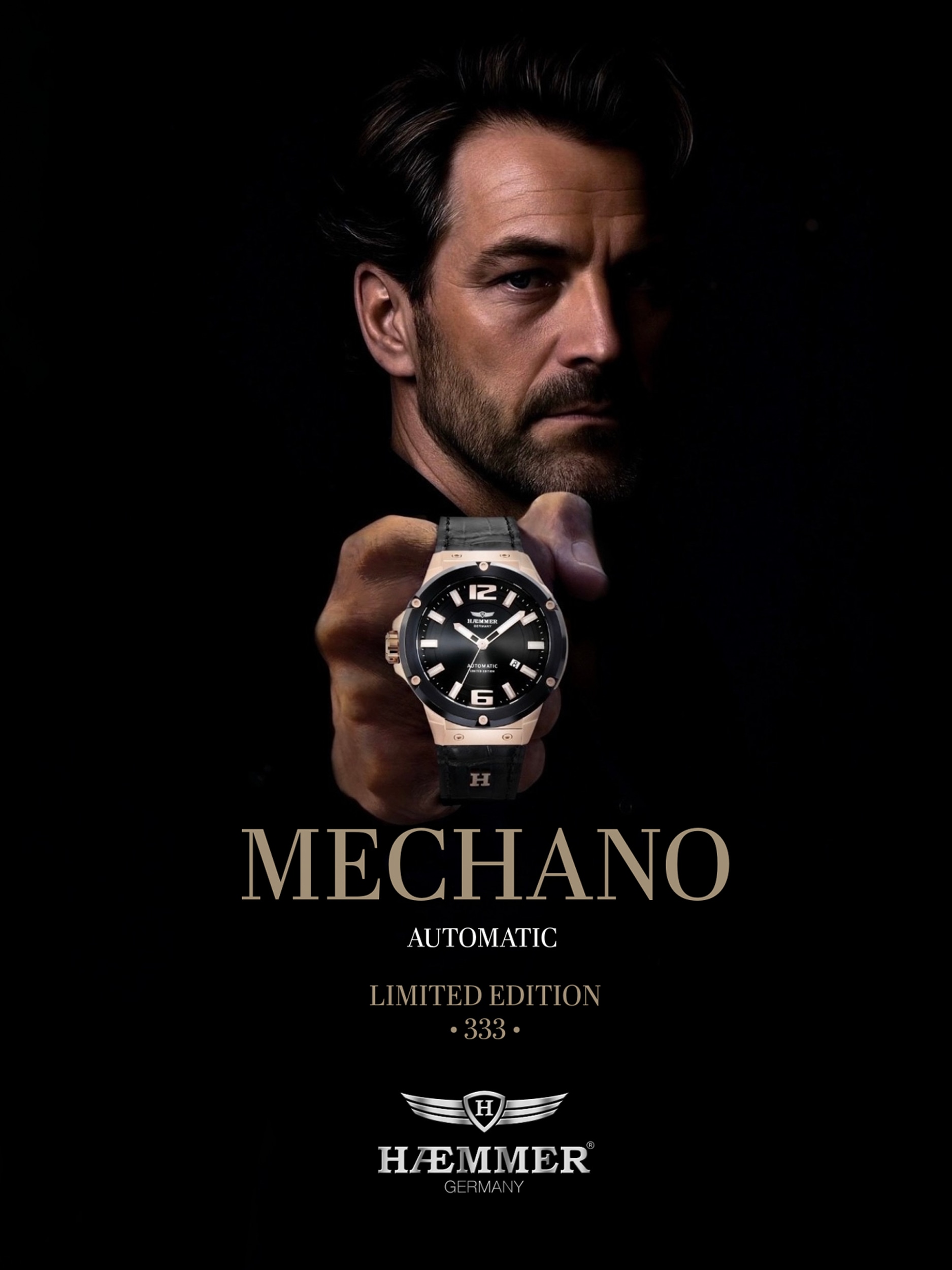 HAEMMER GERMANY Automatikuhr »MECHANO« Armbanduhr, Herrenuhr, Mechanische Uhr, analog, Tag
