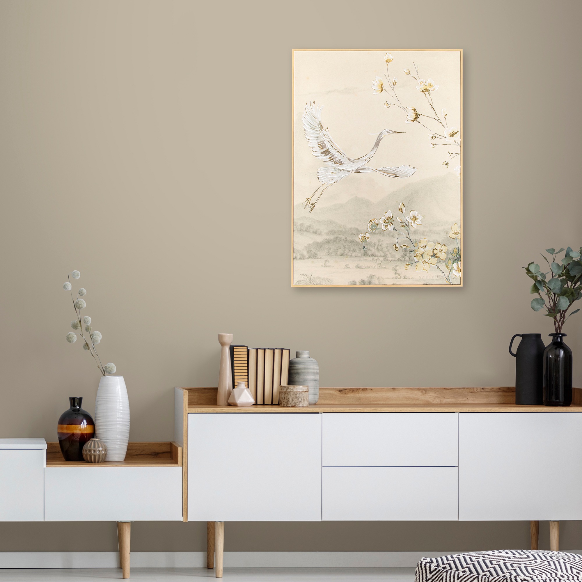 Art for the home Leinwandbild »Kran« 1 Stk. tlg. Handgemalt Wandbild Gold Metallic 50x70cm