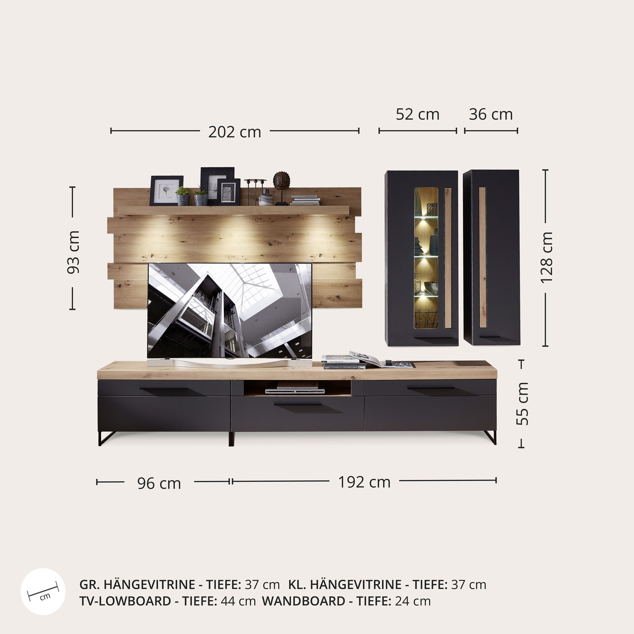 Innostyle Wohnwand »Loft Two, TOPSELLER!«, (5 St., TV-Wand), inkl. LED-Beleuchtung