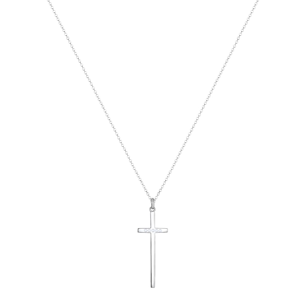 Elli Premium Collierkettchen »Kreuz Glaube Religion Topas 925 Sterling Silber«