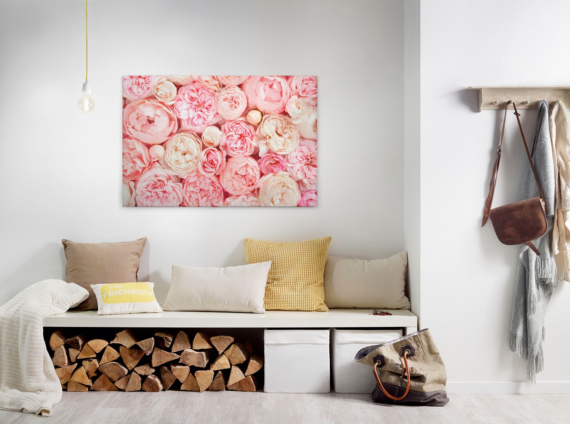A.S. Création Leinwandbild »Roses«, Kunst-Blumen-Kinder, (1 St.), Romantische Rosen Rosenbild Keilrahmen Leinwand-Bild Wohnzimmer modern