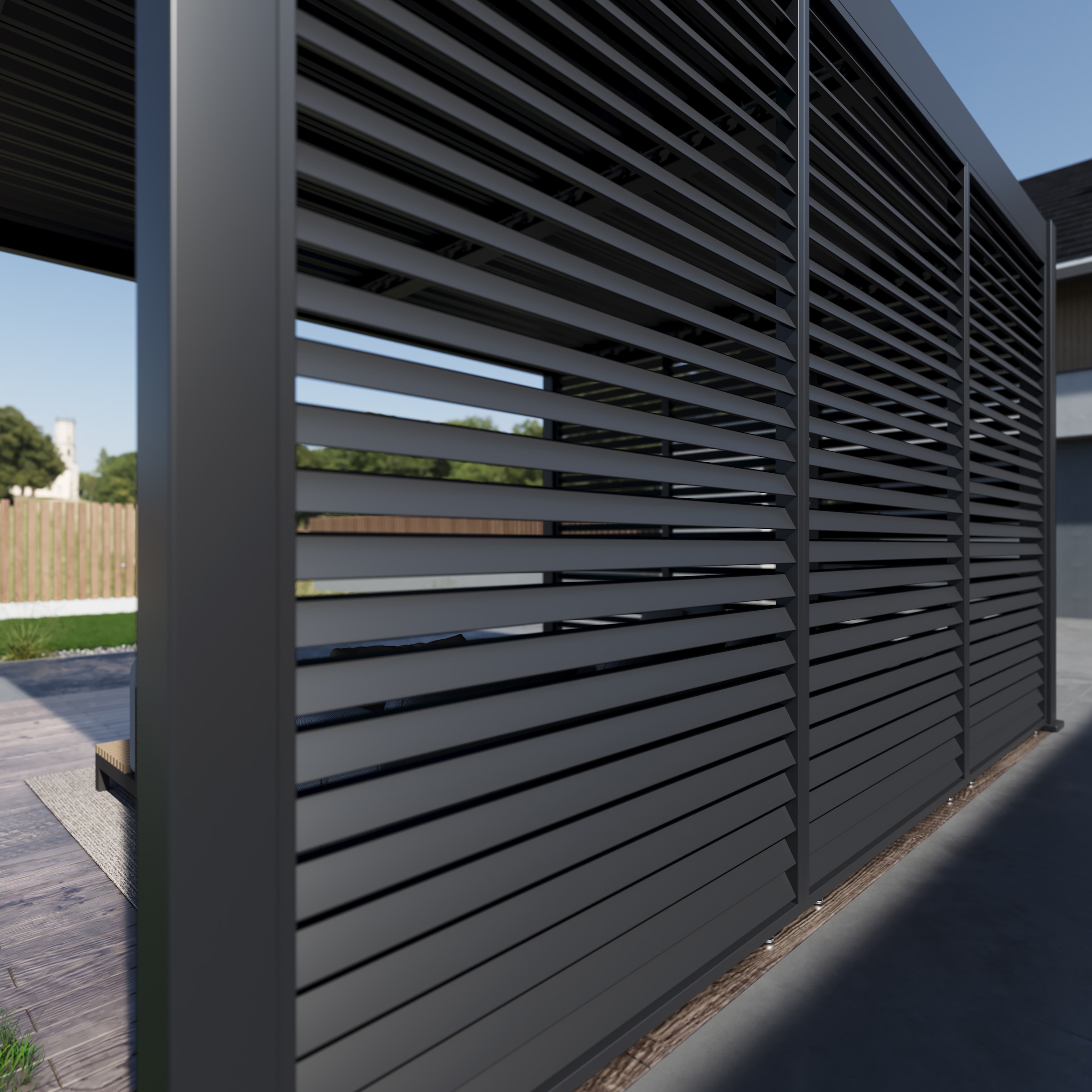 Paragon Pavillonseitenteil »Lamellen Sichtschutz für Pergola Grand Tuscan 10 Grau«