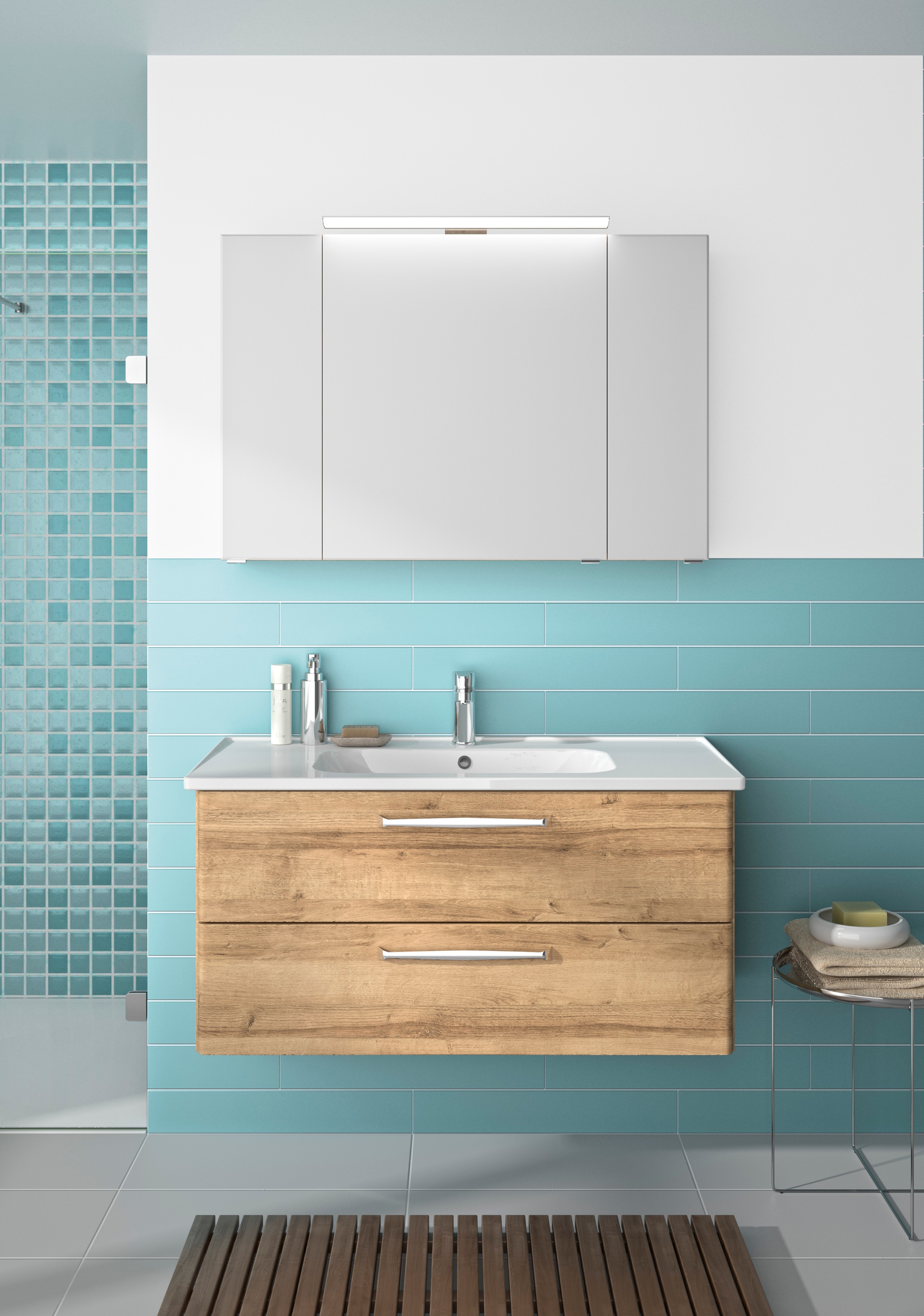 Saphir Badmöbel-Set »Trentino 2-teilig Keramik-Waschtisch, Spiegelschrank m günstig online kaufen