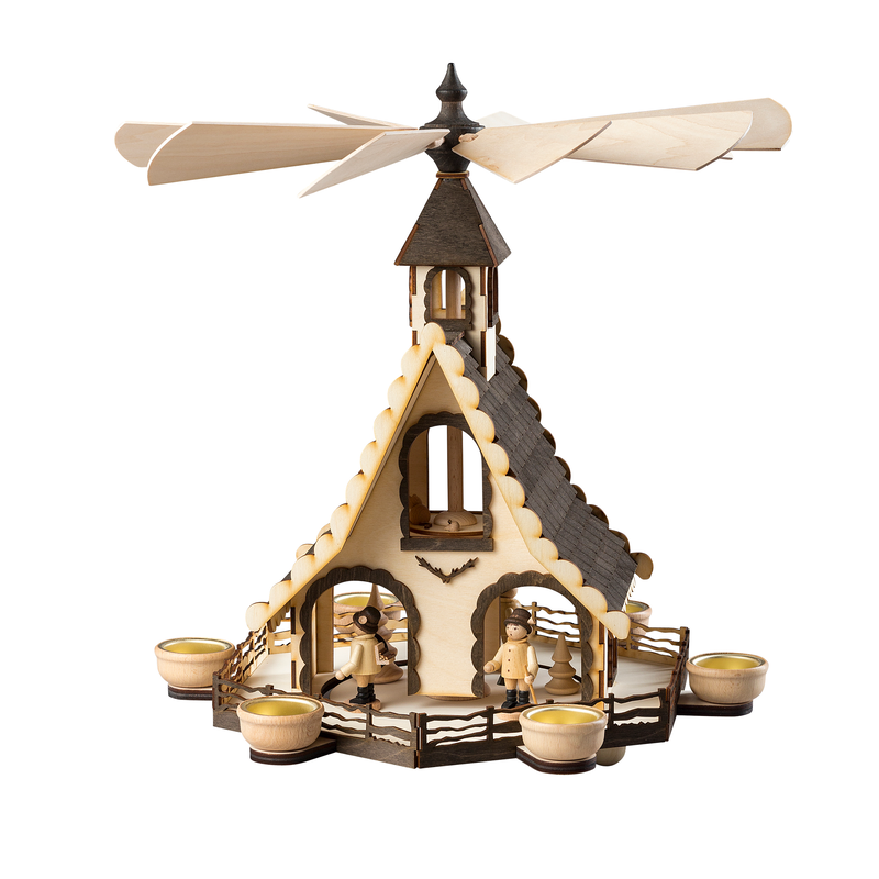 SAICO ORIGINAL Weihnachtspyramide »Hauspyramide, Waldleute« für 6 Teelichte, HxØ: 47x40cm Natur